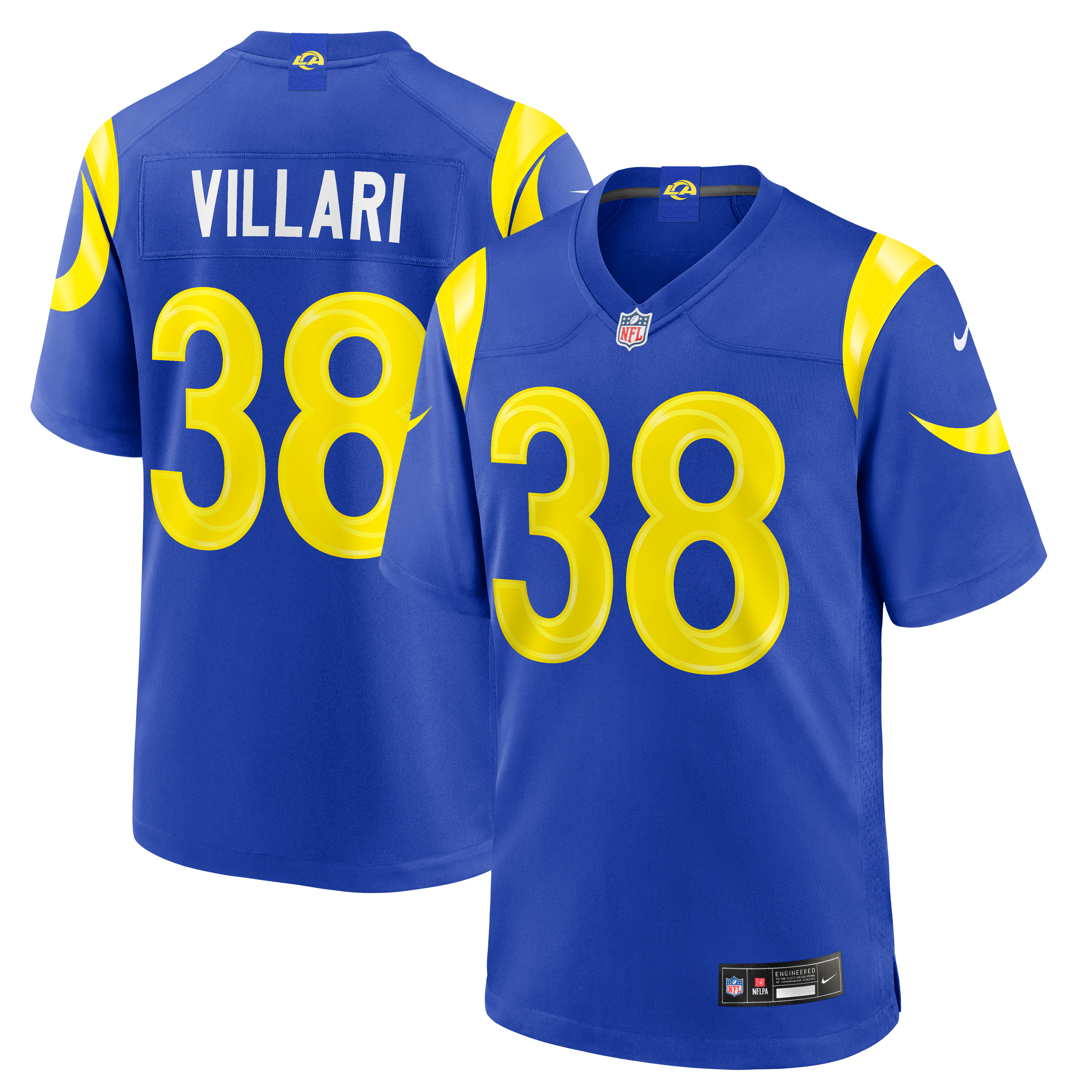Dan Villari Los Angeles Rams Game Jersey Royal NFL Football Fan Wear Dan Villari