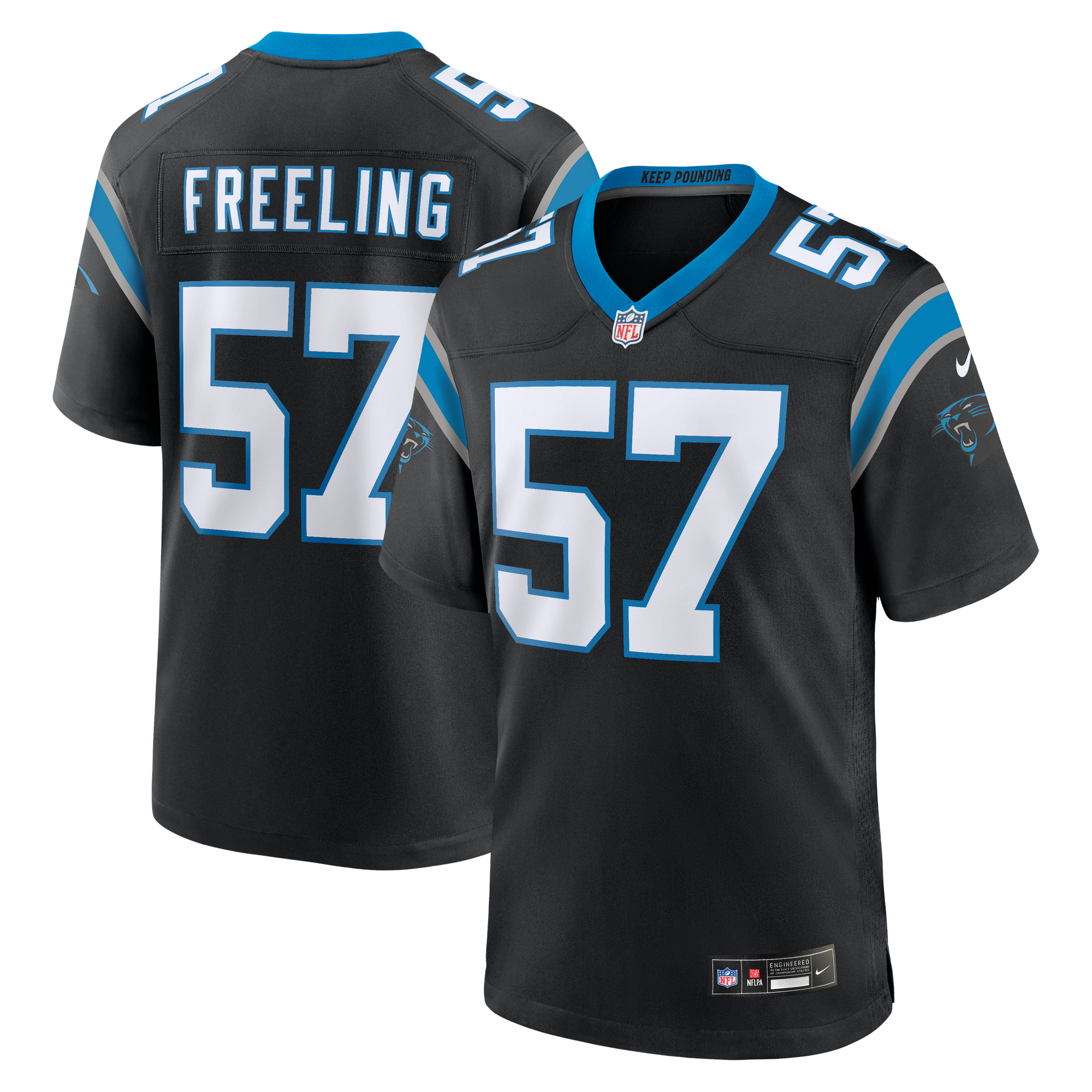 Monroe Freeling Round Carolina Panthers Game Jersey No.19 Black NFL Football Fan Wear Monroe Freeling Round