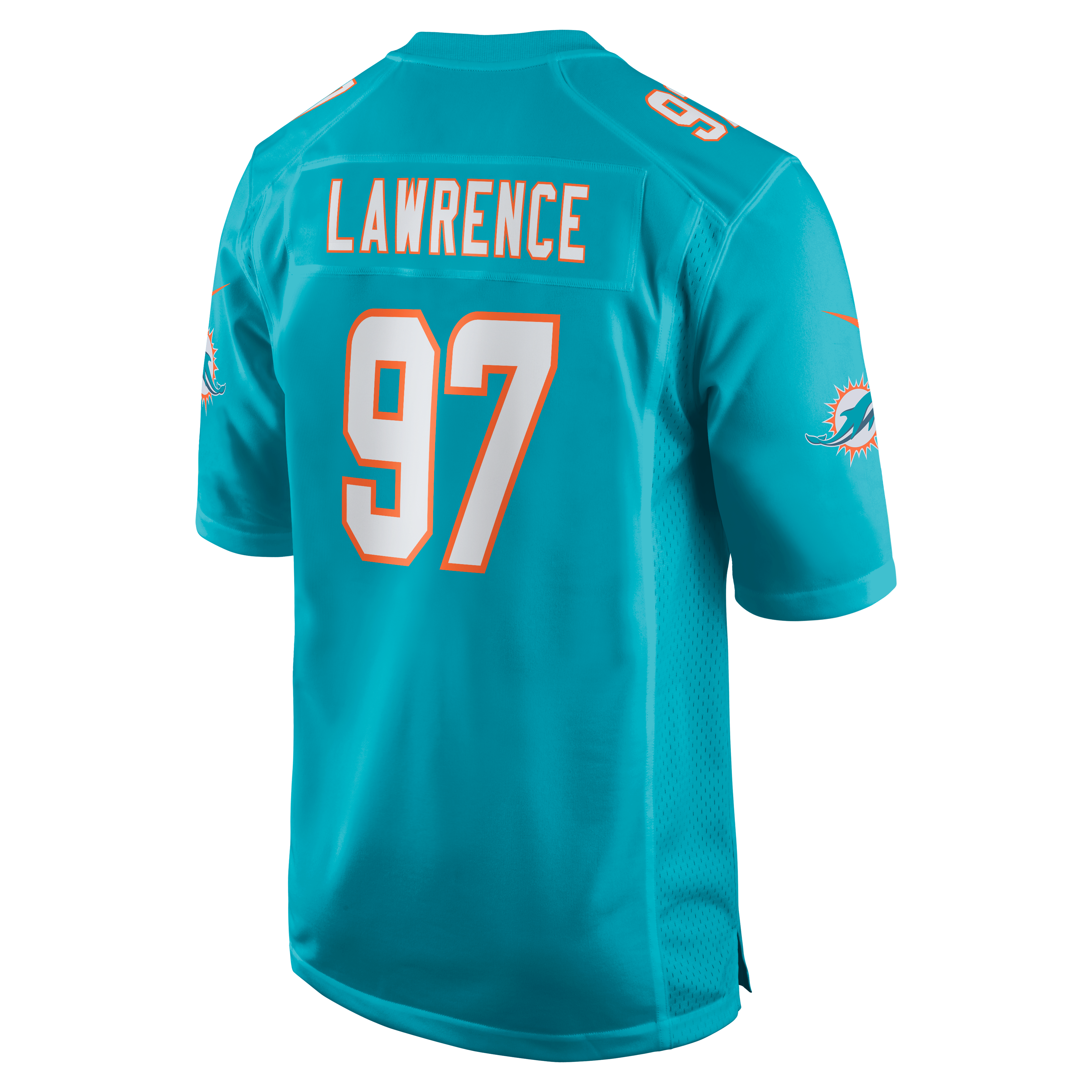 Rashard Lawrence Miami Dolphins Game Jersey Aqua NFL Football Fan Wear