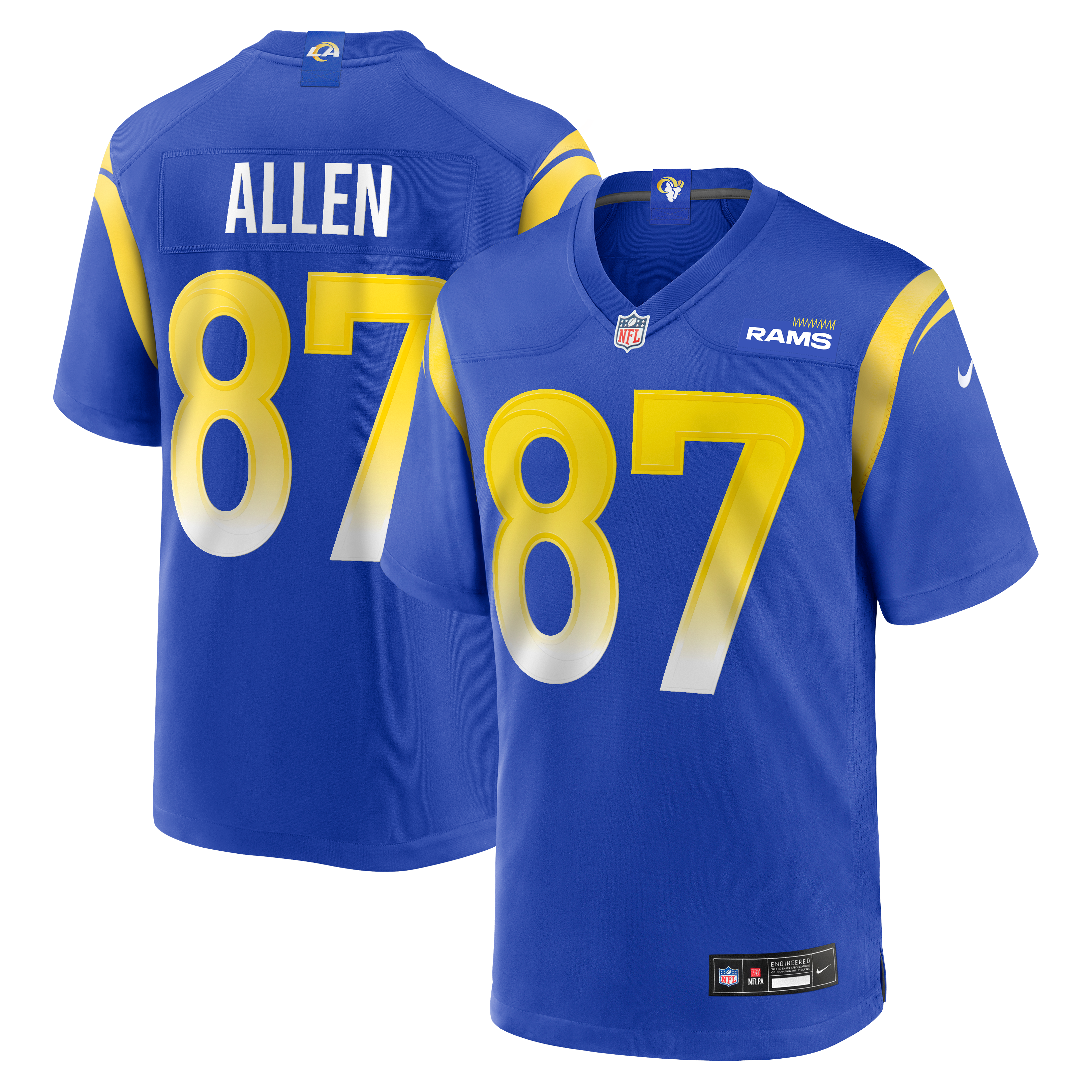Davis Allen Los Angeles Rams Game Jersey Royal NFL Football Fan Wear Davis Allen