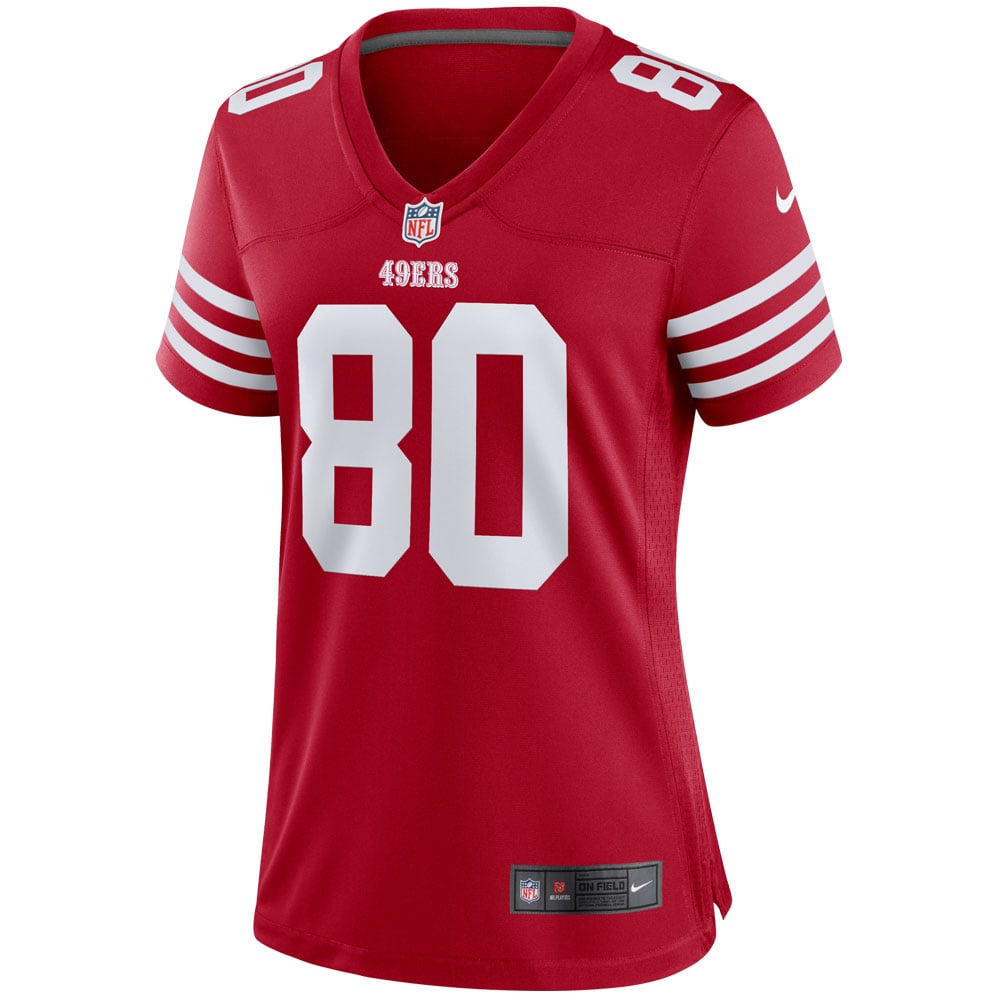 Retired Jerry Rice San Francisco 49ers Player Jersey Scarlet NFL Football Fan Wear Retired Jerry Rice