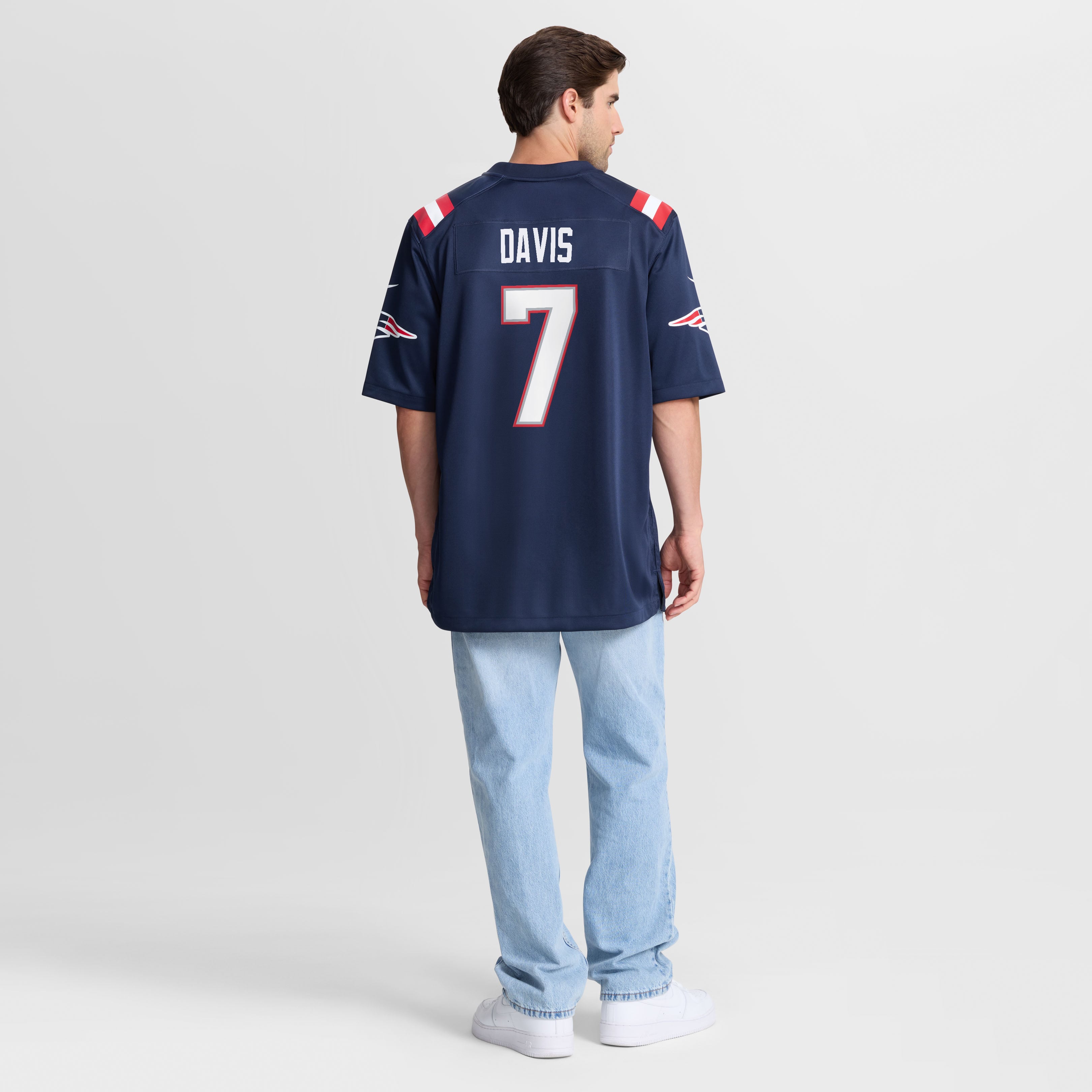 Carlton Davis New England Patriots Game Jersey Navy NFL Football Fan Wear Carlton Davis