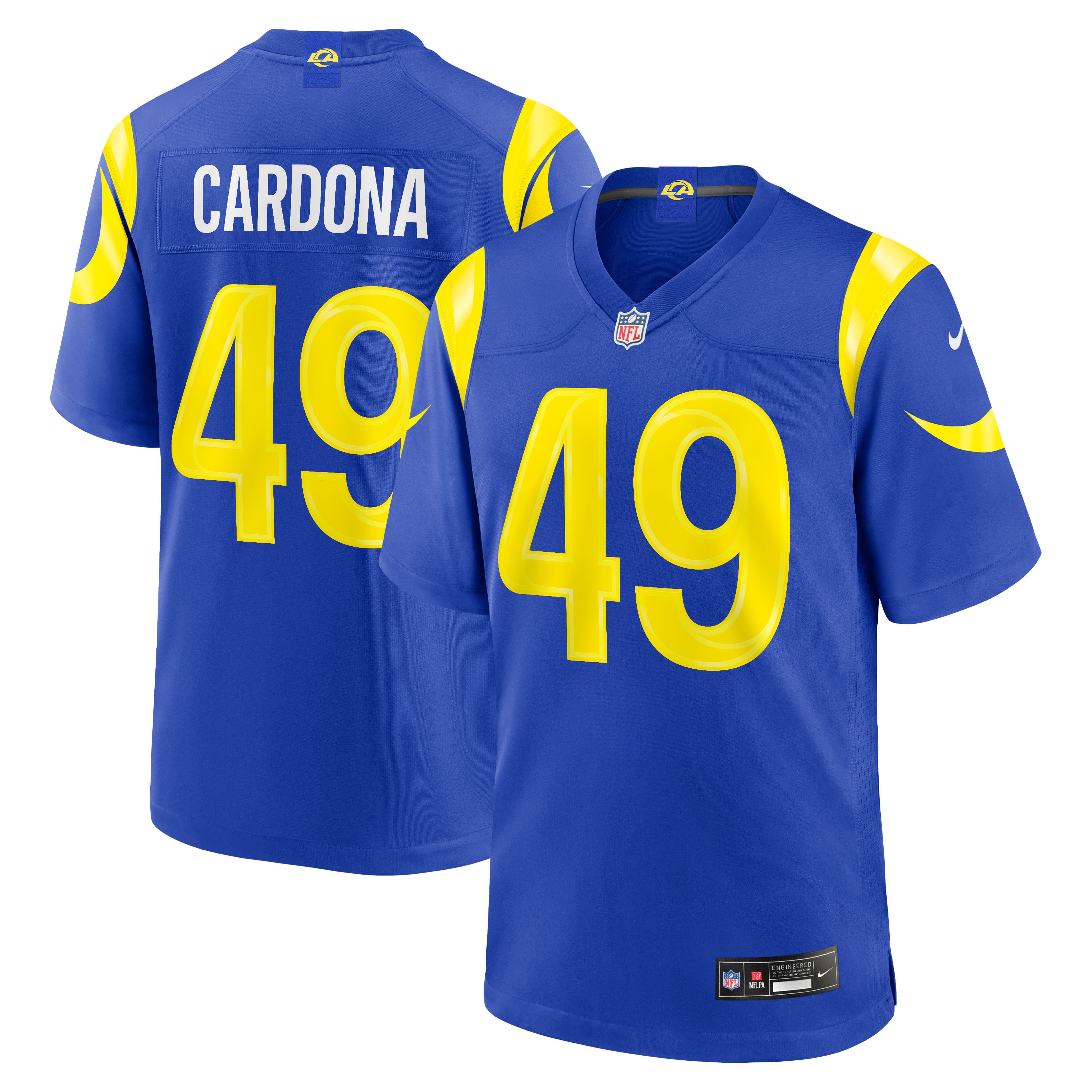 Joe Cardona Los Angeles Rams Game Jersey Royal NFL Football Fan Wear