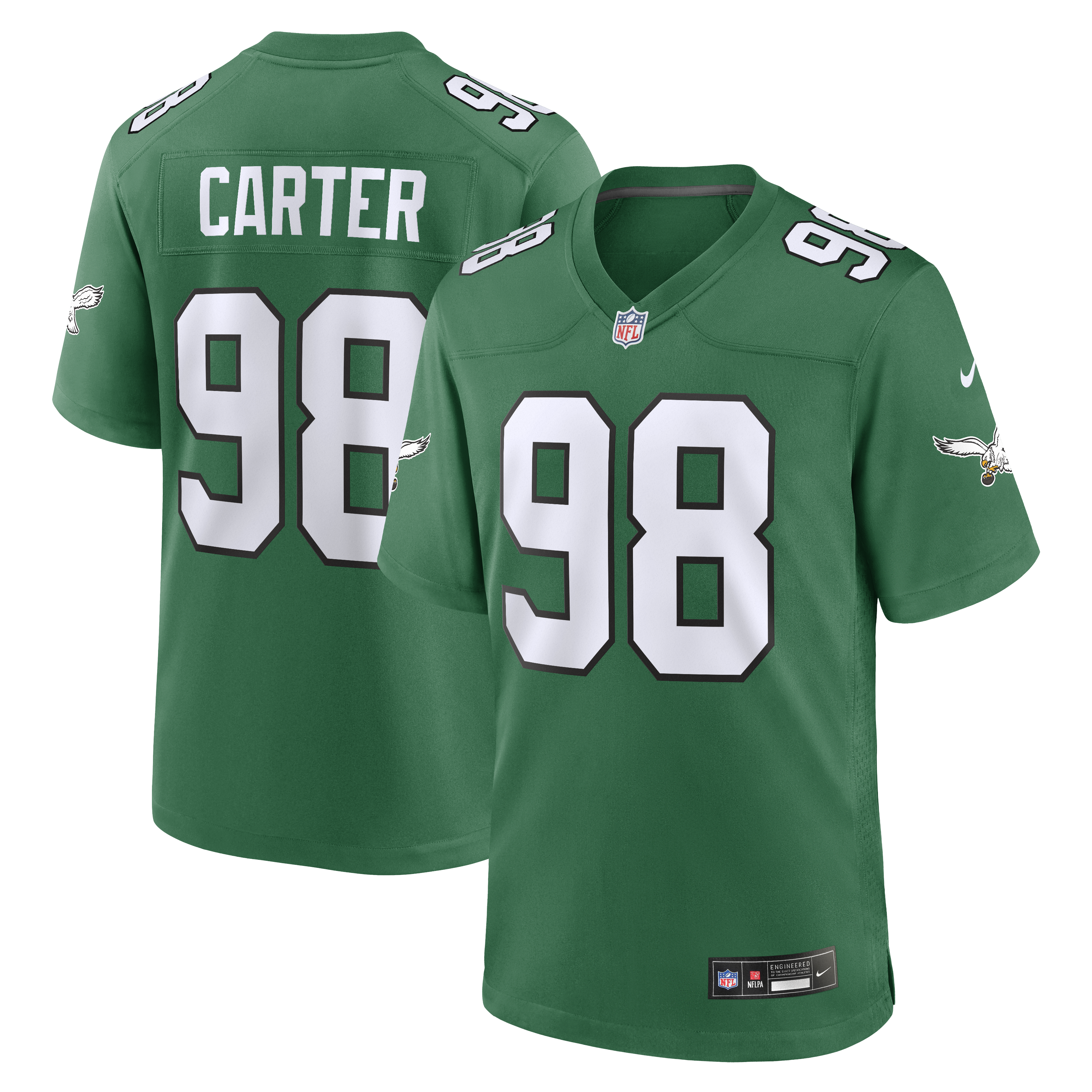 Jalen Carter Philadelphia Eagles Game Jersey Kelly Green NFL Football Fan Wear
