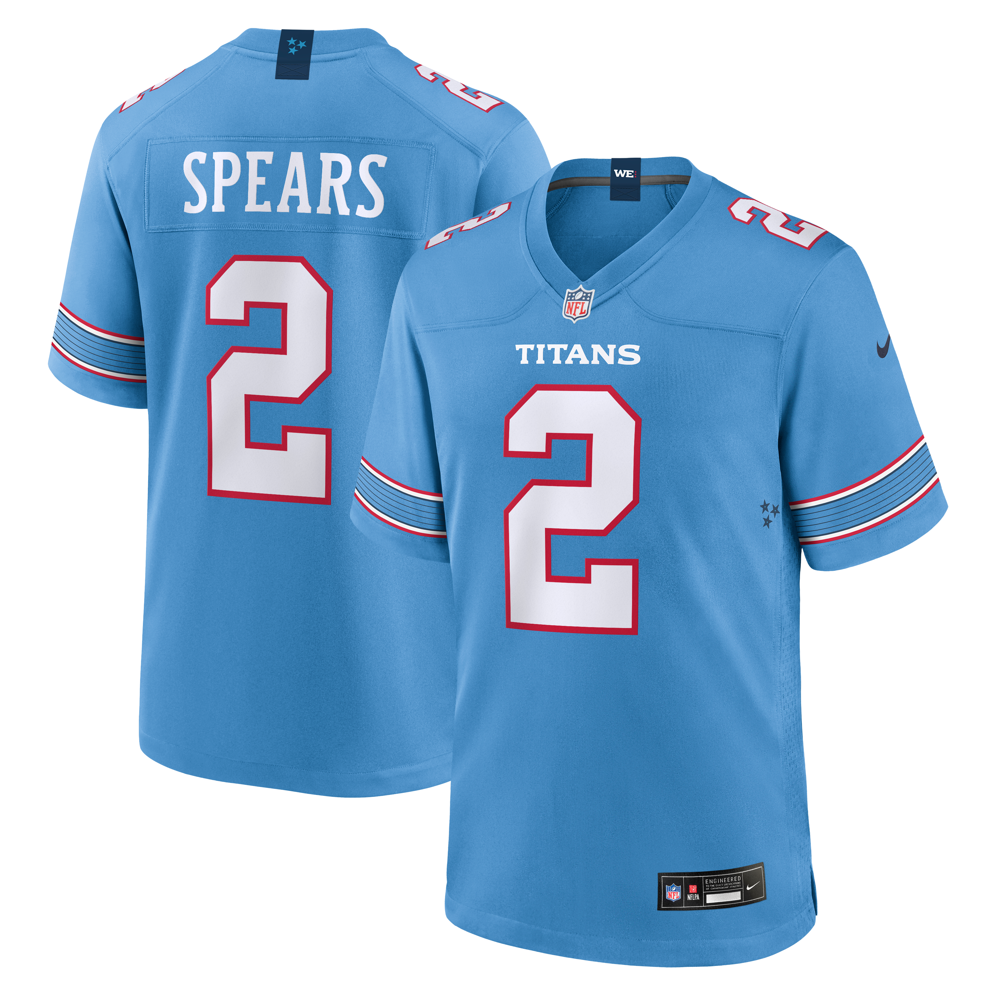 Tyjae Spears Tennessee Titans Game Jersey Light Blue NFL Football Fan Wear