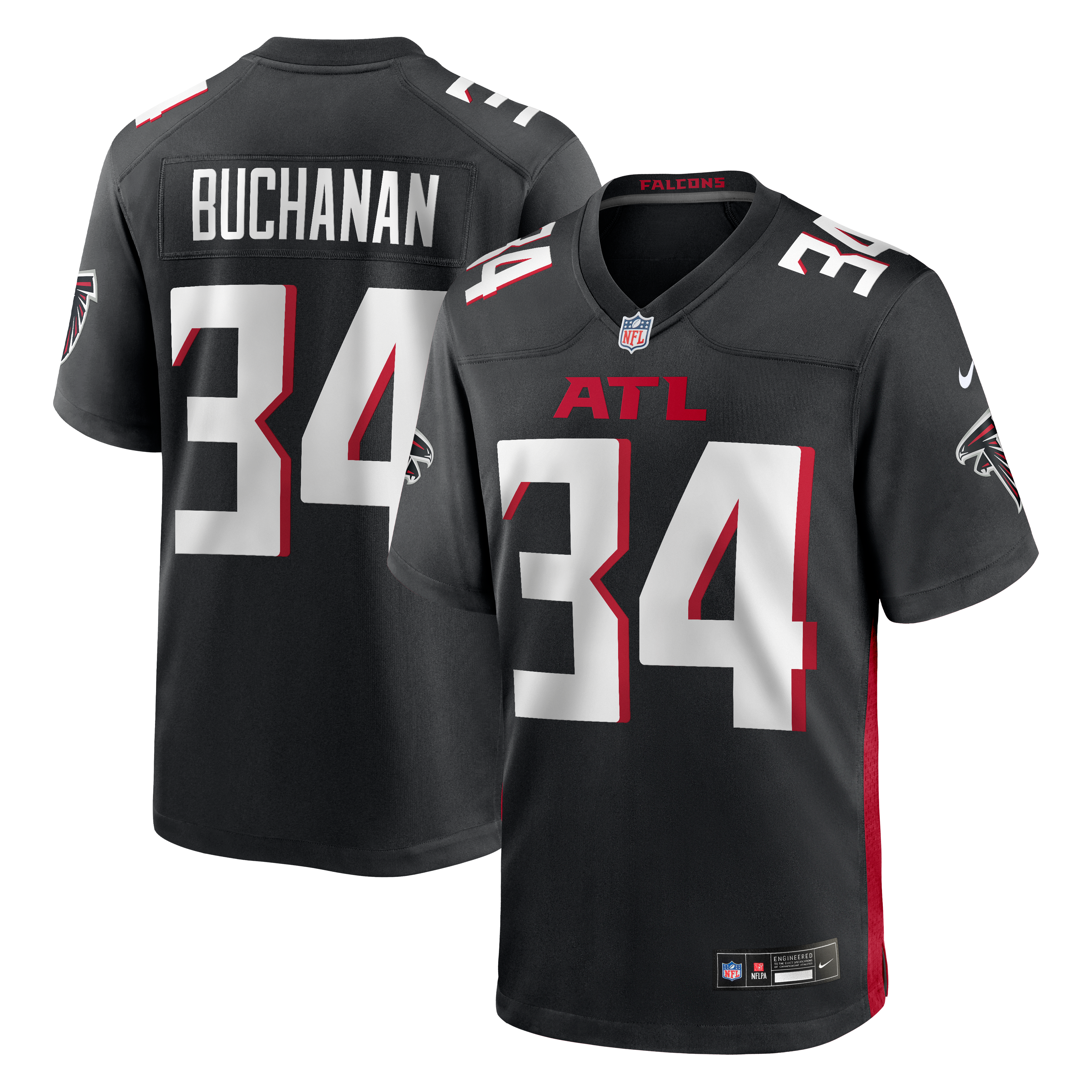 Ray Buchanan Retired Atlanta Falcons Player Jersey Black NFL Football Fan Wear