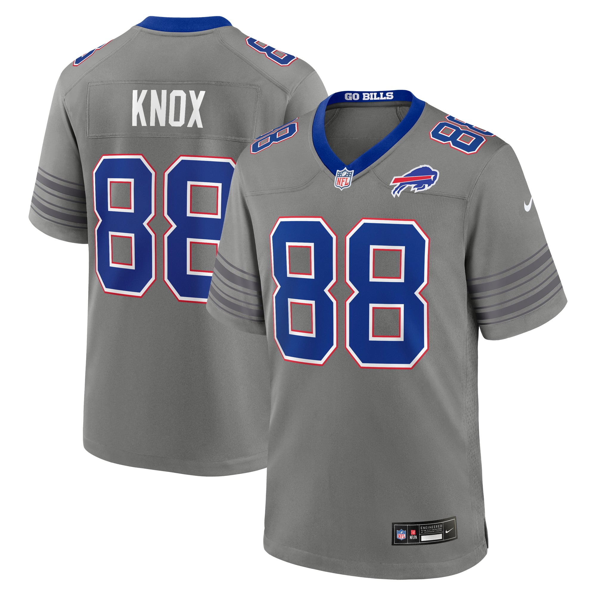 Dawson Knox Buffalo Bills Game Jersey Gray NFL Football Fan Wear Dawson Knox