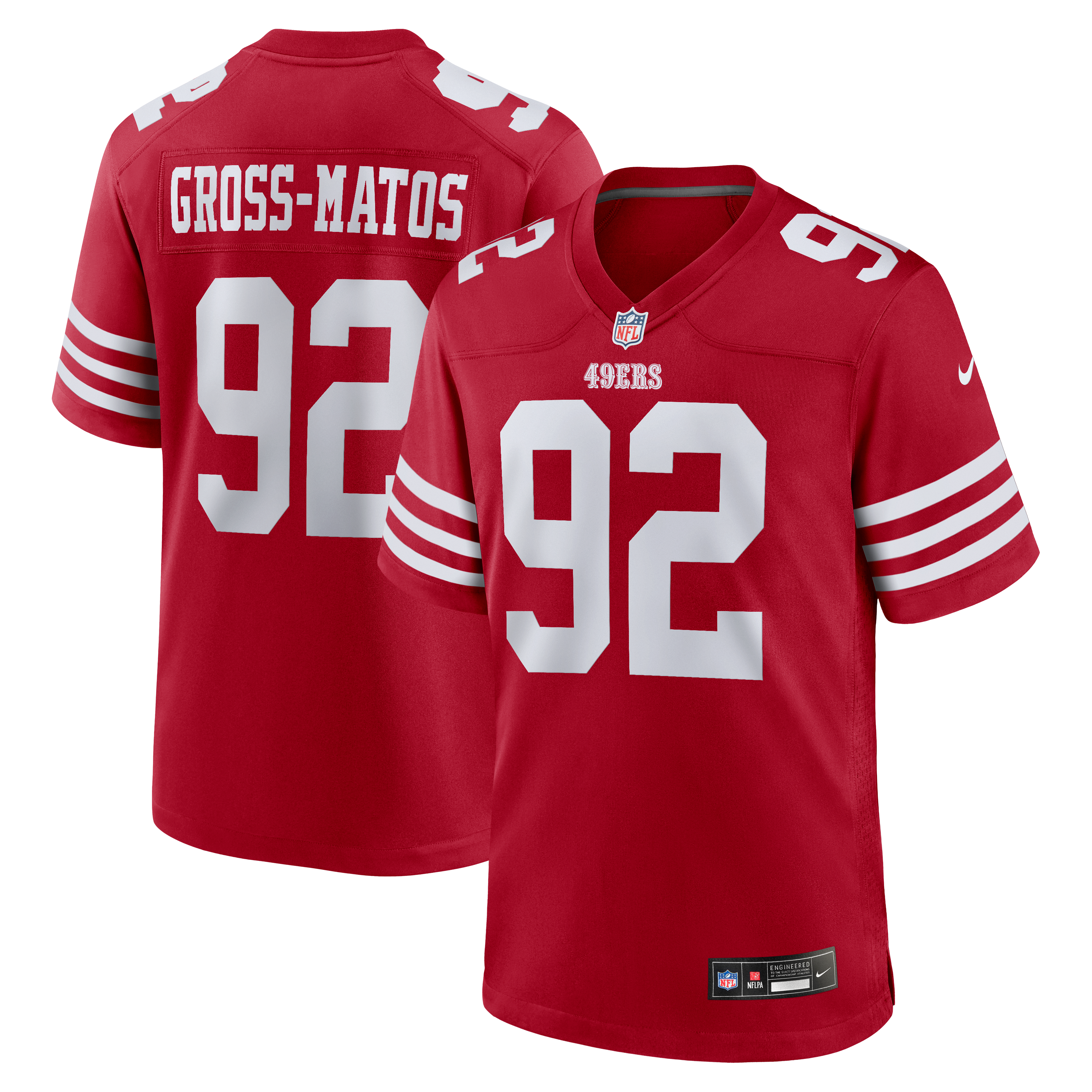 Yetur Gross-Matos San Francisco 49ers Game Jersey Scarlet NFL Football Fan Wear