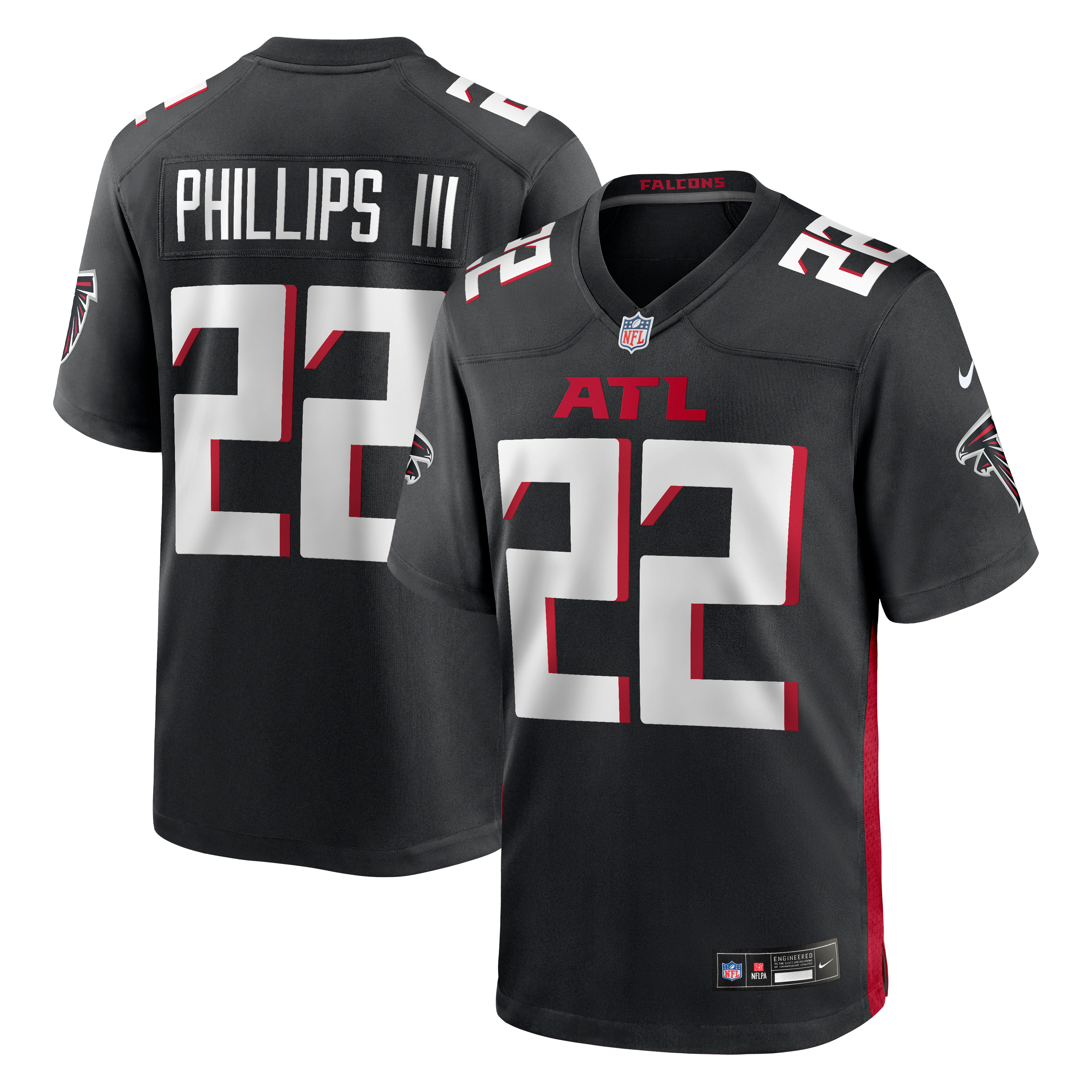 Clark Phillips Atlanta Falcons Game Jersey Black NFL Football Fan Wear