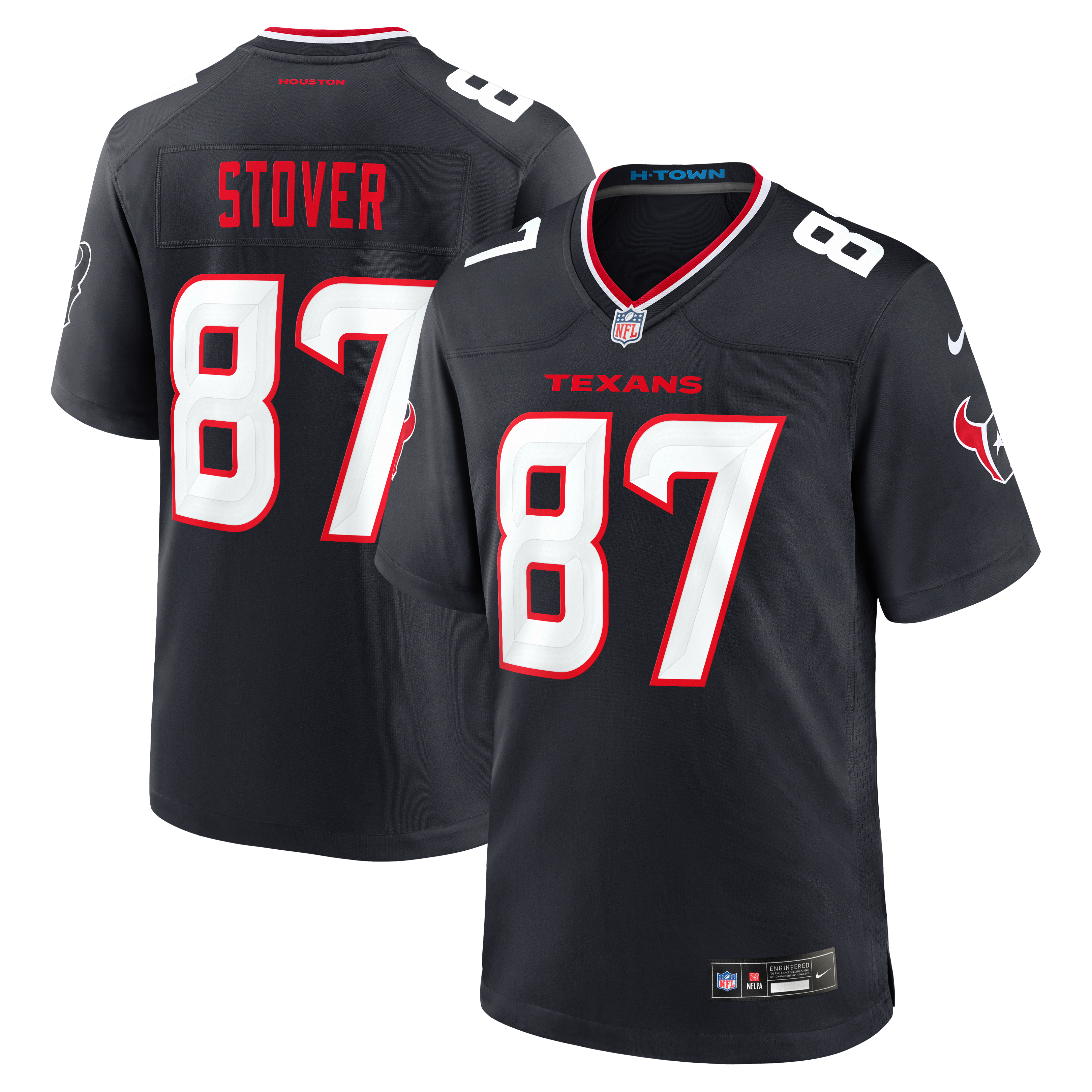 Cade Stover Houston Texans Game Jersey Navy NFL Football Fan Wear Cade Stover