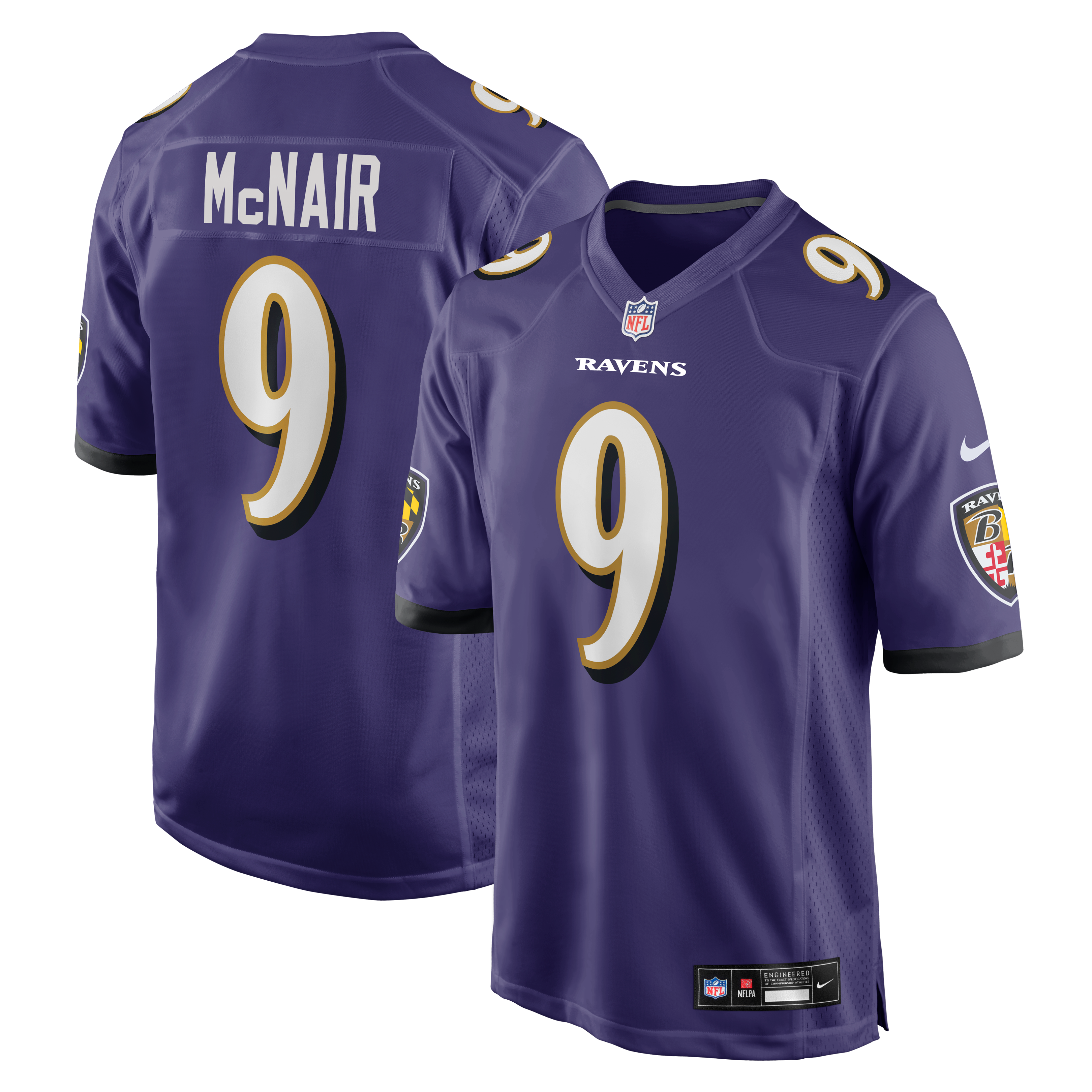 Retired Steve McNair Baltimore Ravens Player Jersey Purple NFL Football Fan Wear