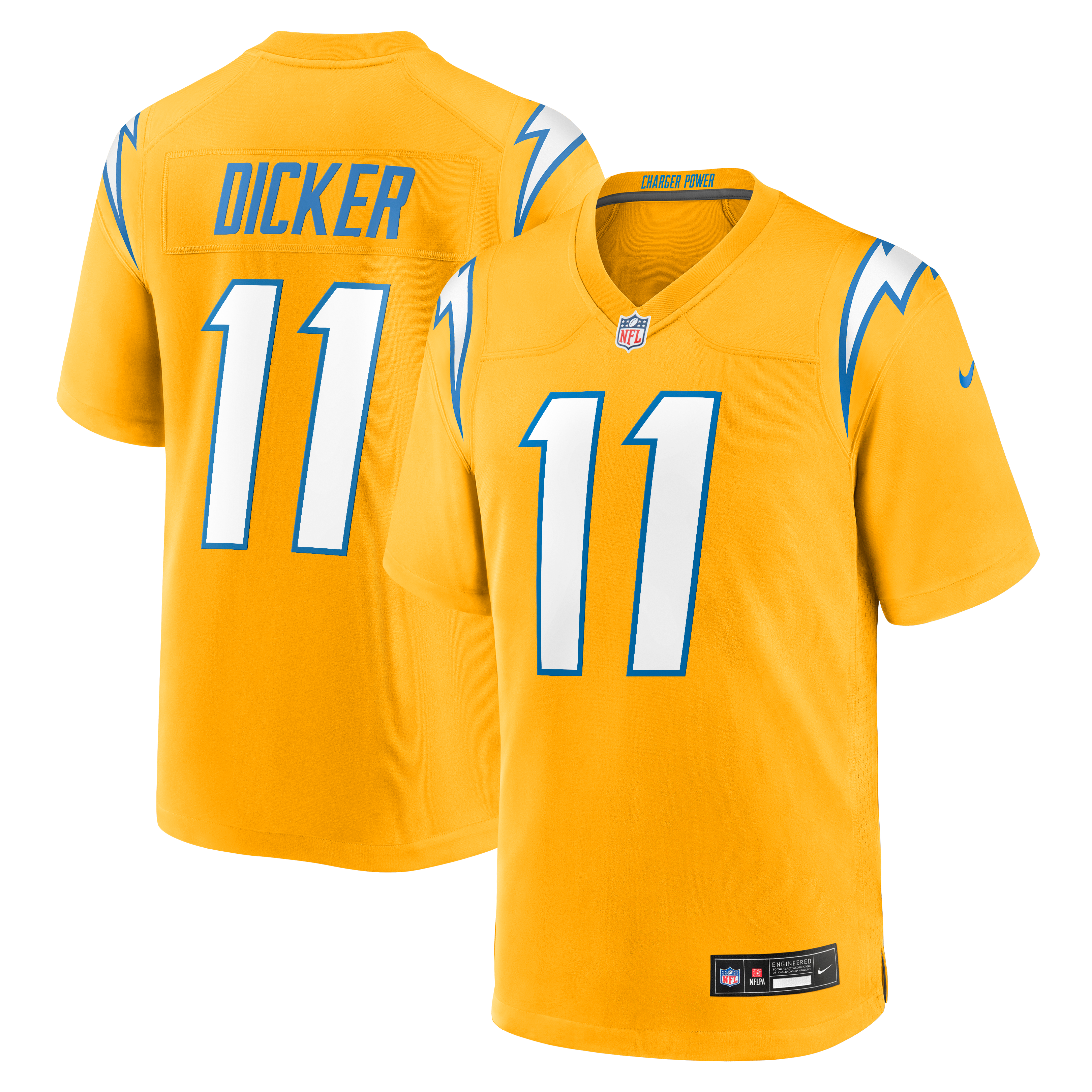Cameron Dicker Los Angeles Chargers Game Jersey Gold NFL Football Fan Wear Cameron Dicker