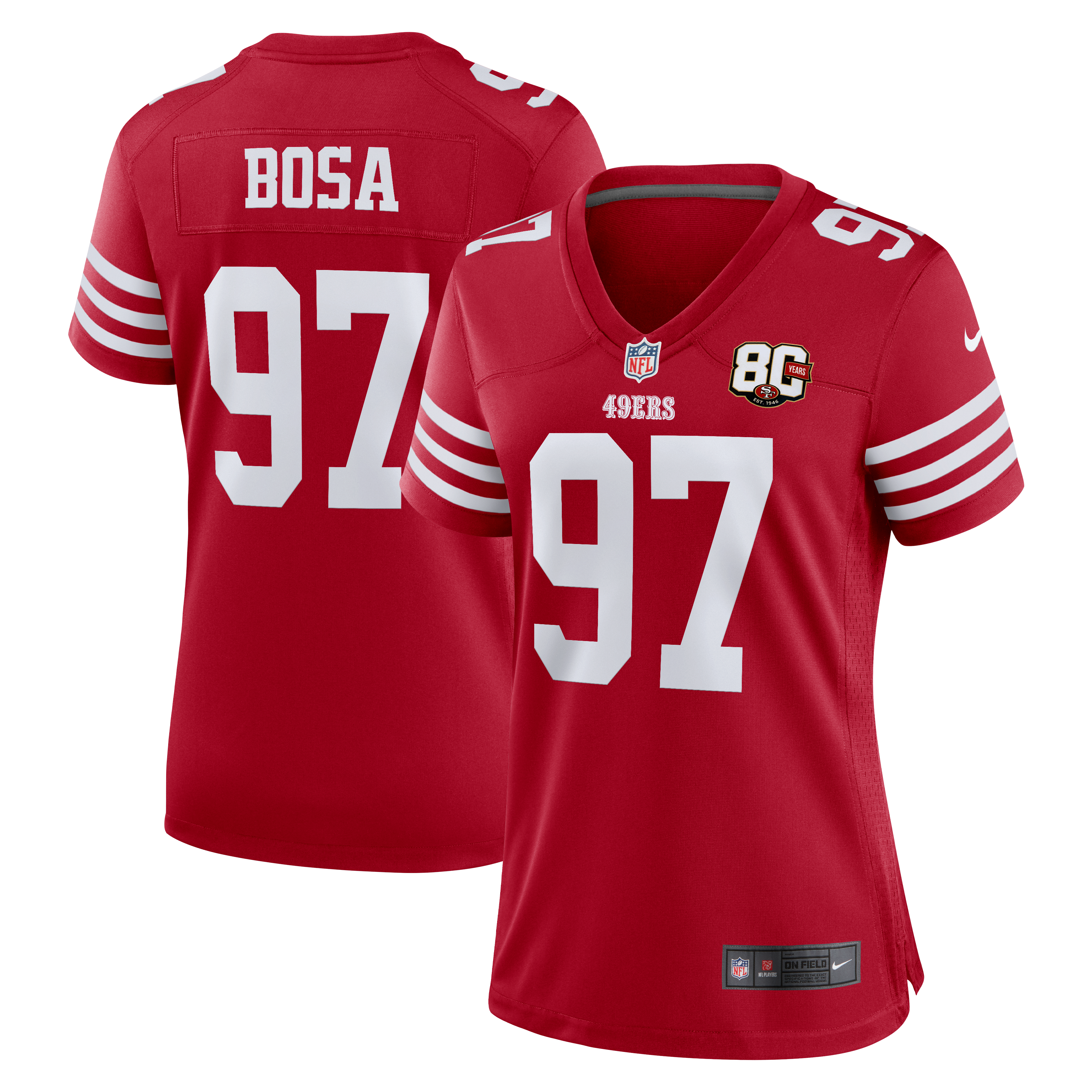 Nick Bosa San Francisco 49ers Player Jersey White NFL Football Fan Wear Nick Bosa