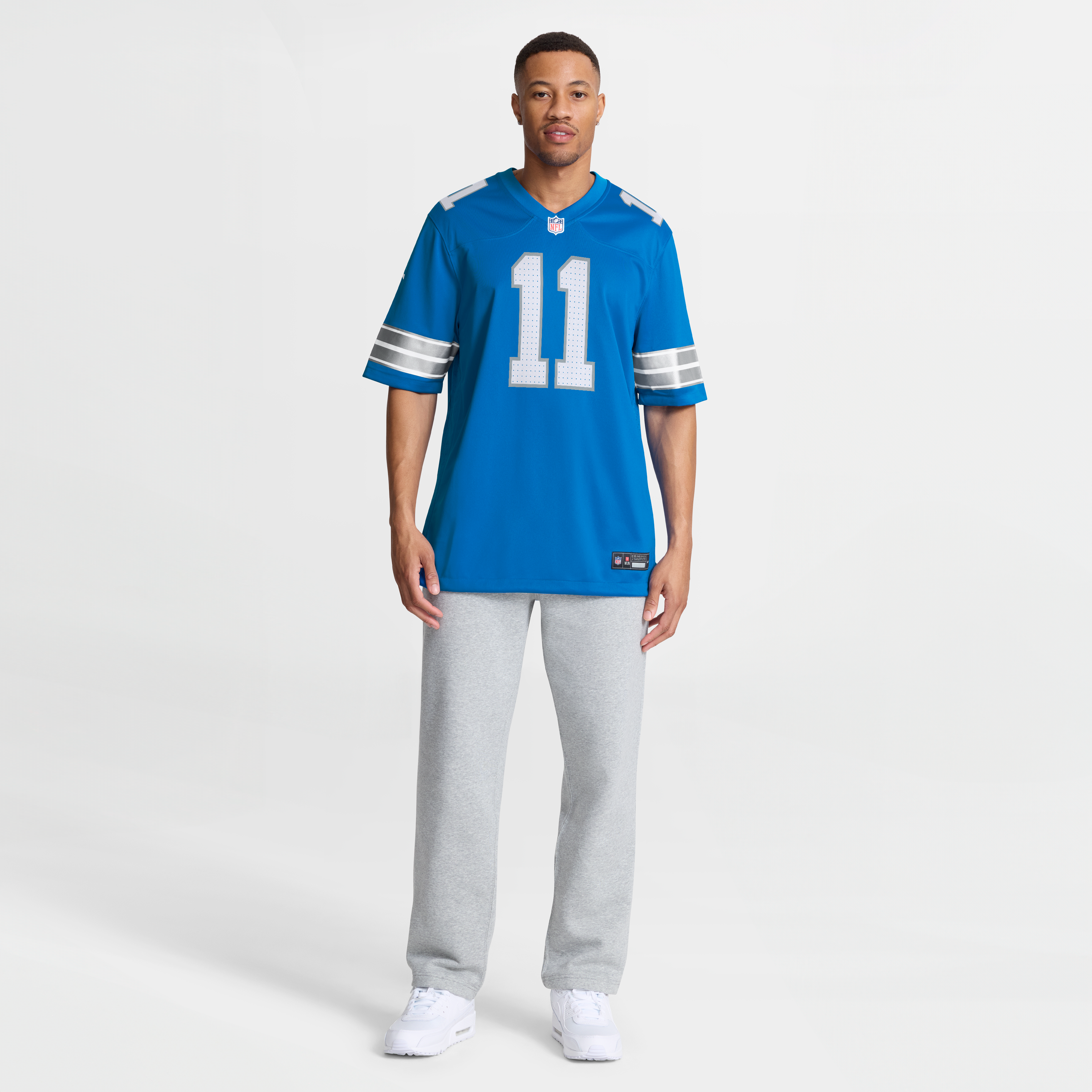 Damone Clark Detroit Lions Game Jersey Blue NFL Football Fan Wear Damone Clark