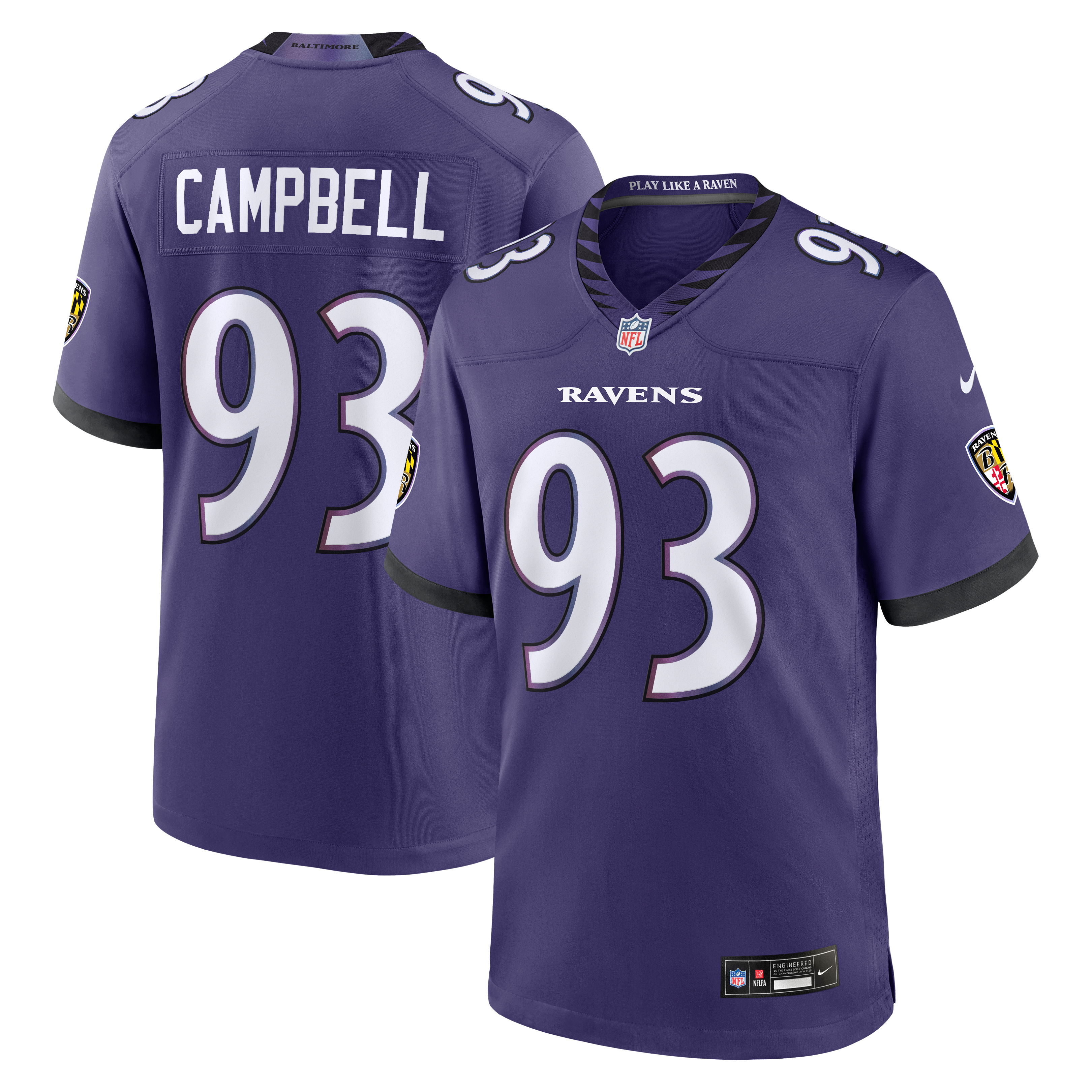 Calais Campbell Baltimore Ravens Game Jersey Purple NFL Football Fan Wear