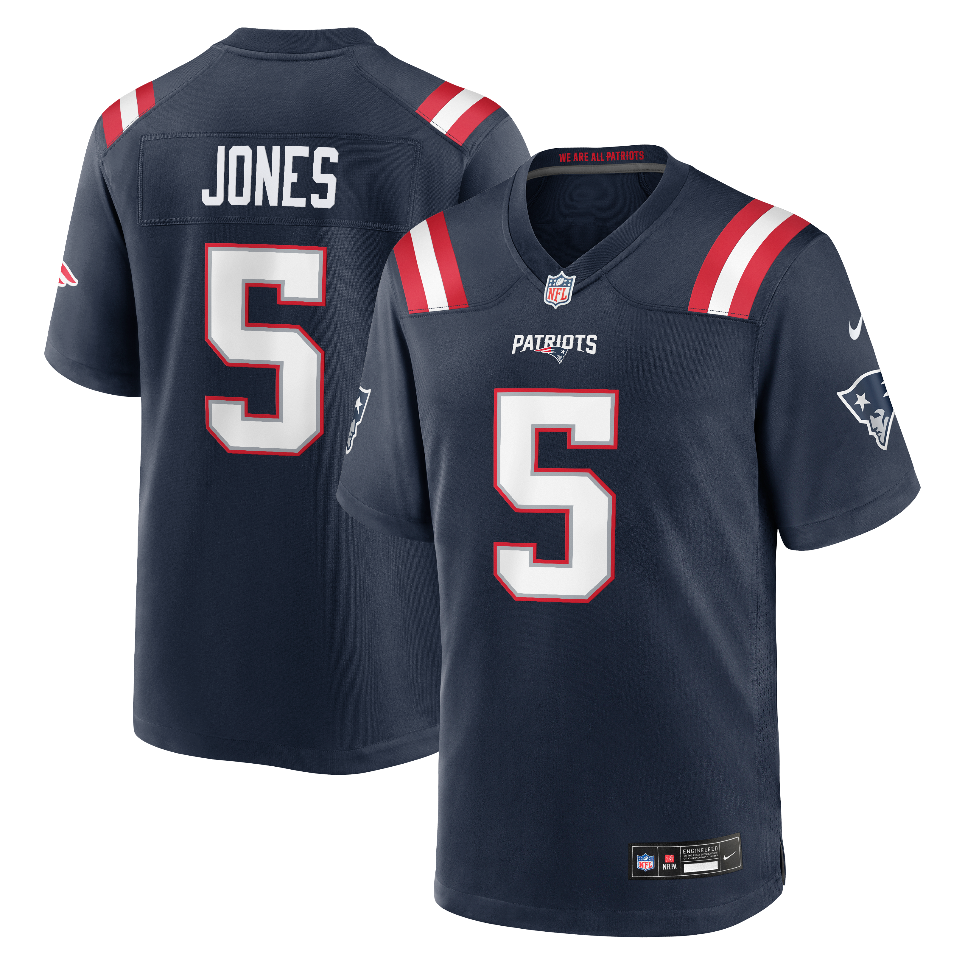 Dre'Mont Jones New England Patriots Game Jersey Navy NFL Football Fan Wear
