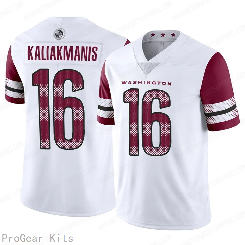 Athan Kaliakmanis Washington Commanders Jersey No.16 White NFL Football Fan Wear Athan Kaliakmanis