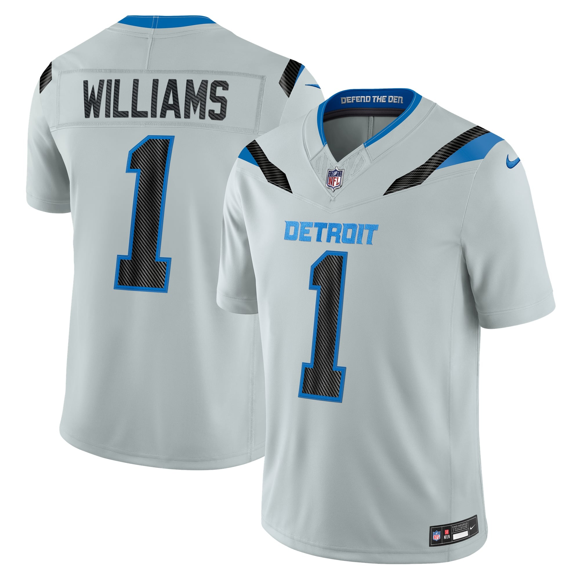Jameson Williams Detroit Lions Limited Jersey Silver NFL Football Fan Wear
