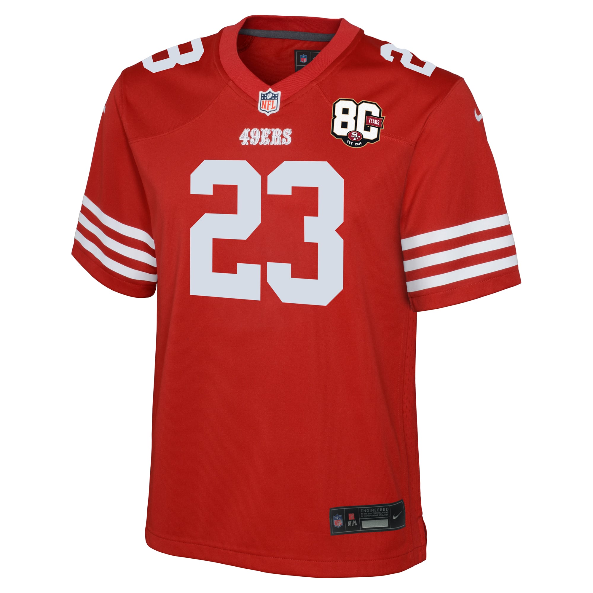 Christian McCaffrey San Francisco 49ers Game Jersey Scarlet NFL Football Fan Wear Christian McCaffrey
