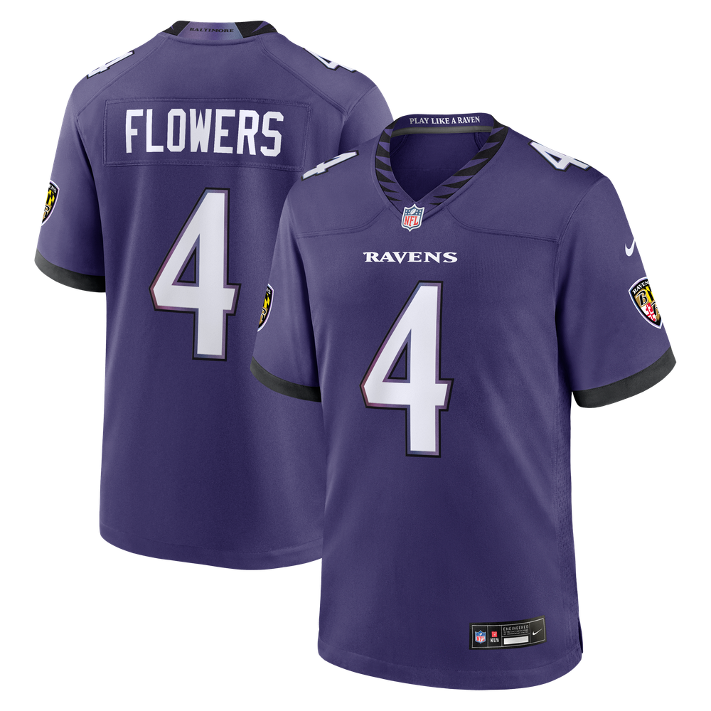 Zay Flowers Baltimore Ravens Game Jersey Purple NFL Football Fan Wear