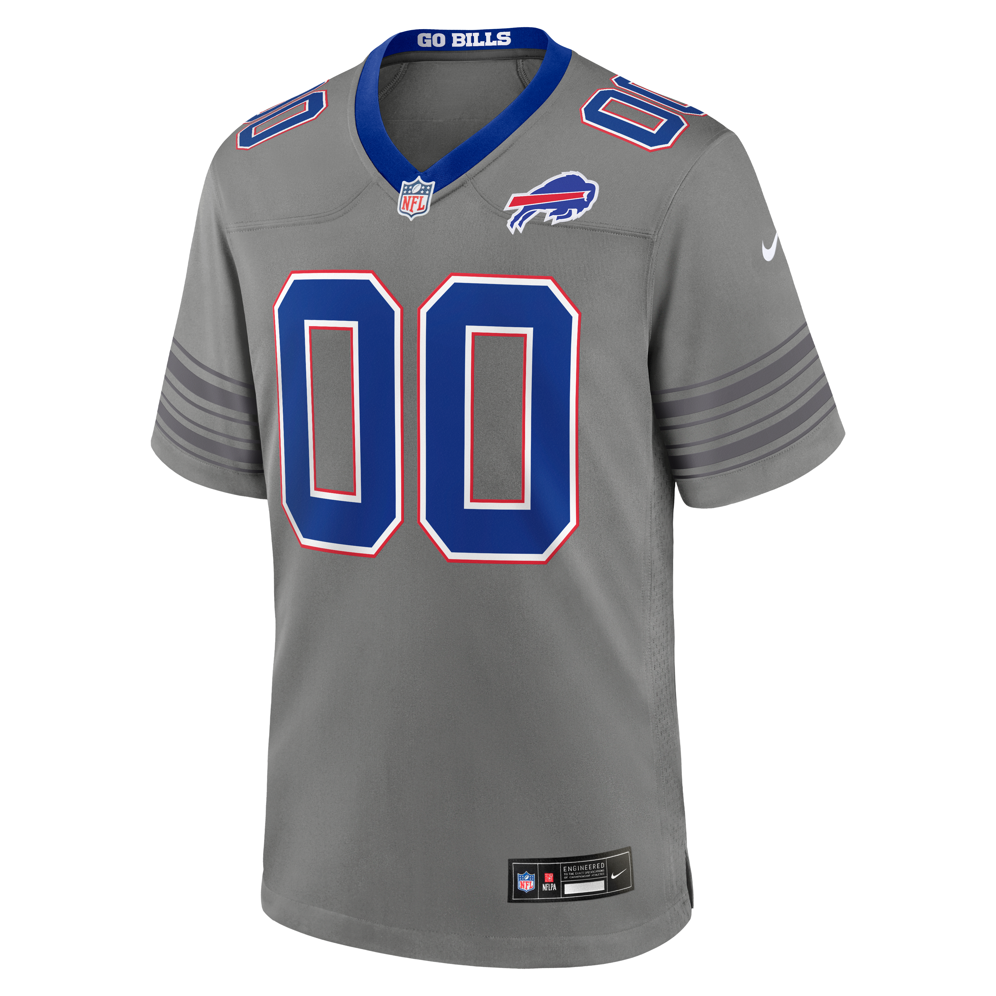 Buffalo Bills Game Jersey Gray NFL Football Fan Wear Custom Number