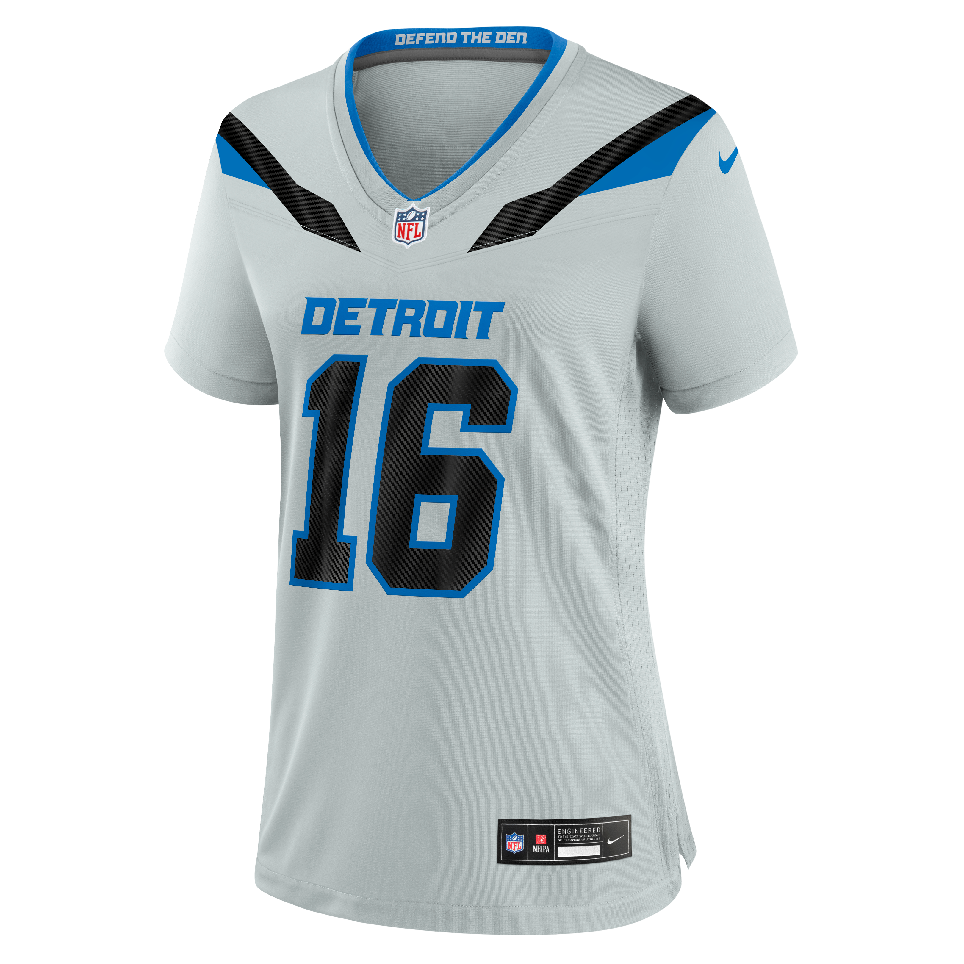 Jared Goff Detroit Lions Game Jersey Silver NFL Football Fan Wear