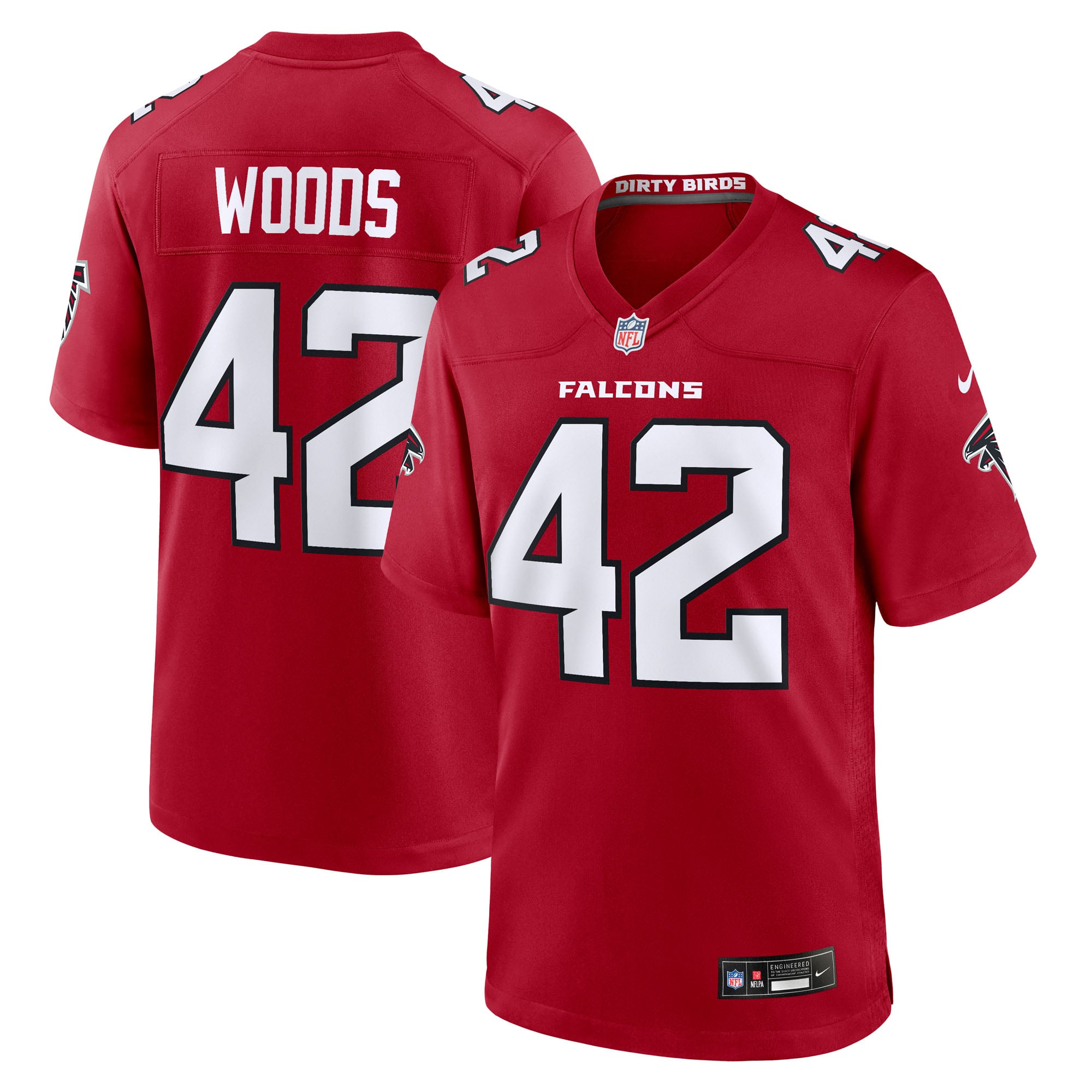 Josh Woods Atlanta Falcons Game Jersey Red NFL Football Fan Wear