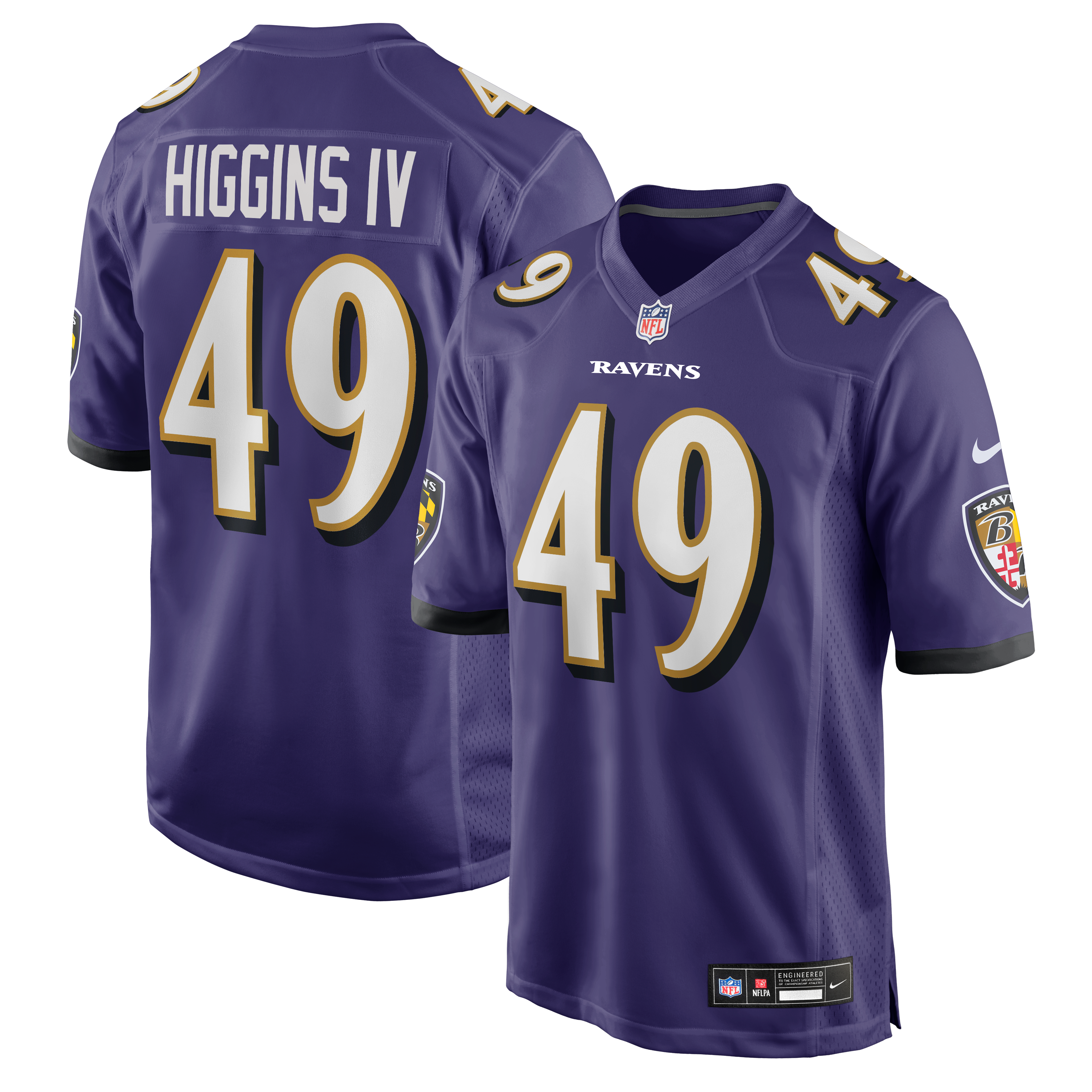 Jay Higgins Baltimore Ravens Game Jersey Purple NFL Football Fan Wear Jay Higgins