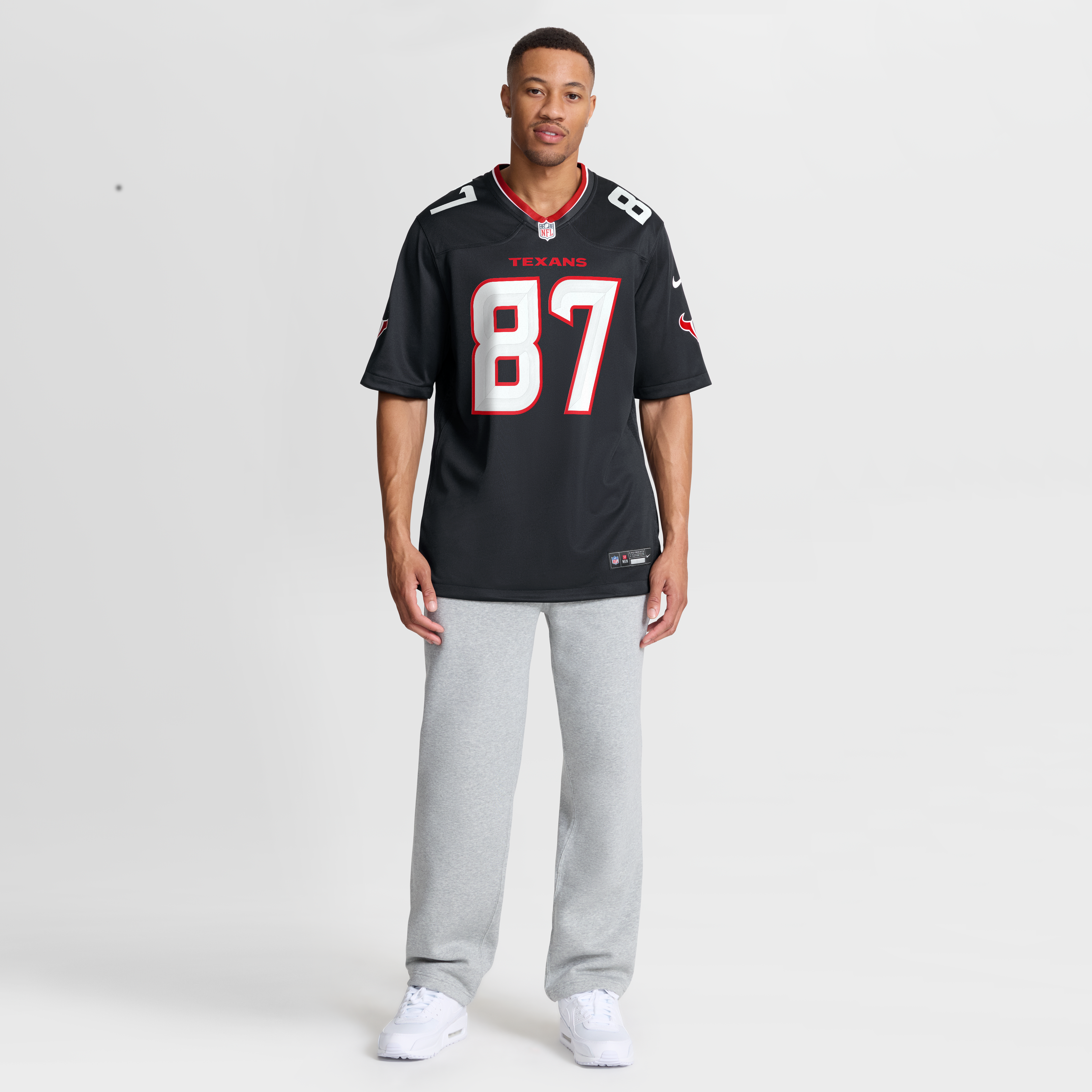 Foster Moreau Houston Texans Game Jersey Navy NFL Football Fan Wear