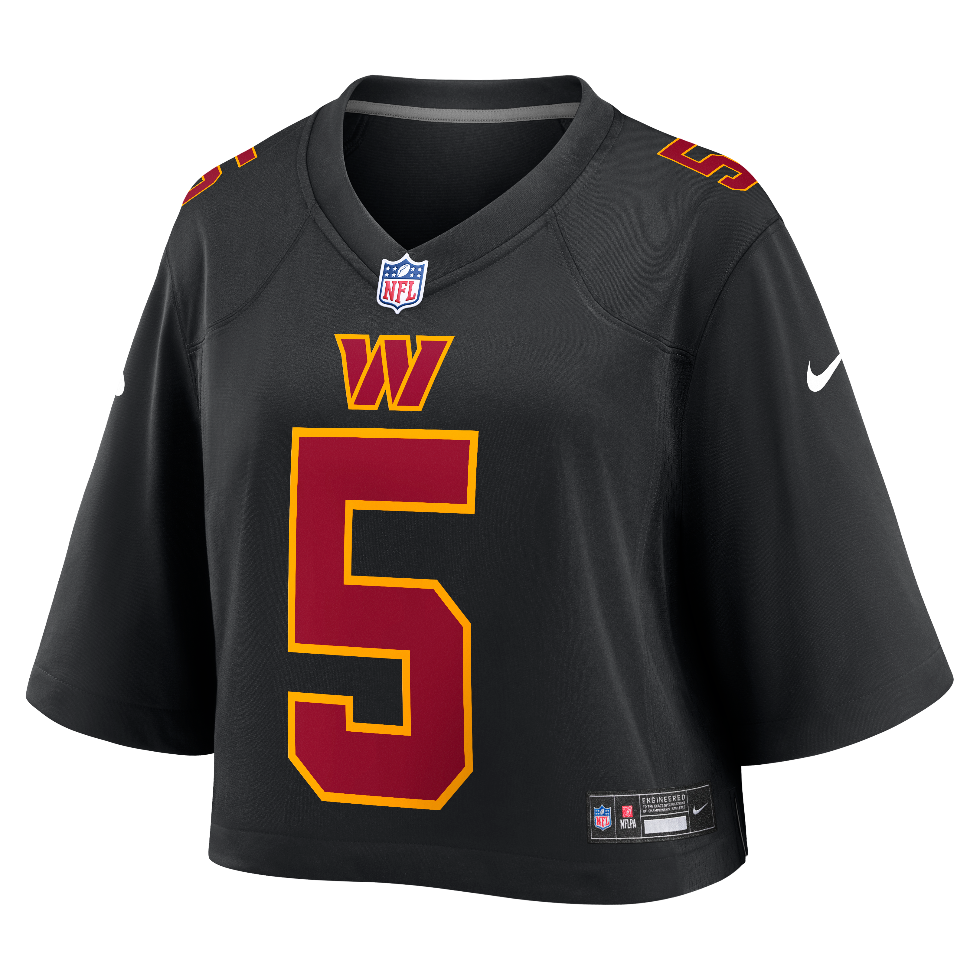 Jayden Daniels Cropped Washington Commanders Game Jersey Black NFL Football Fan Wear Jayden Daniels Cropped