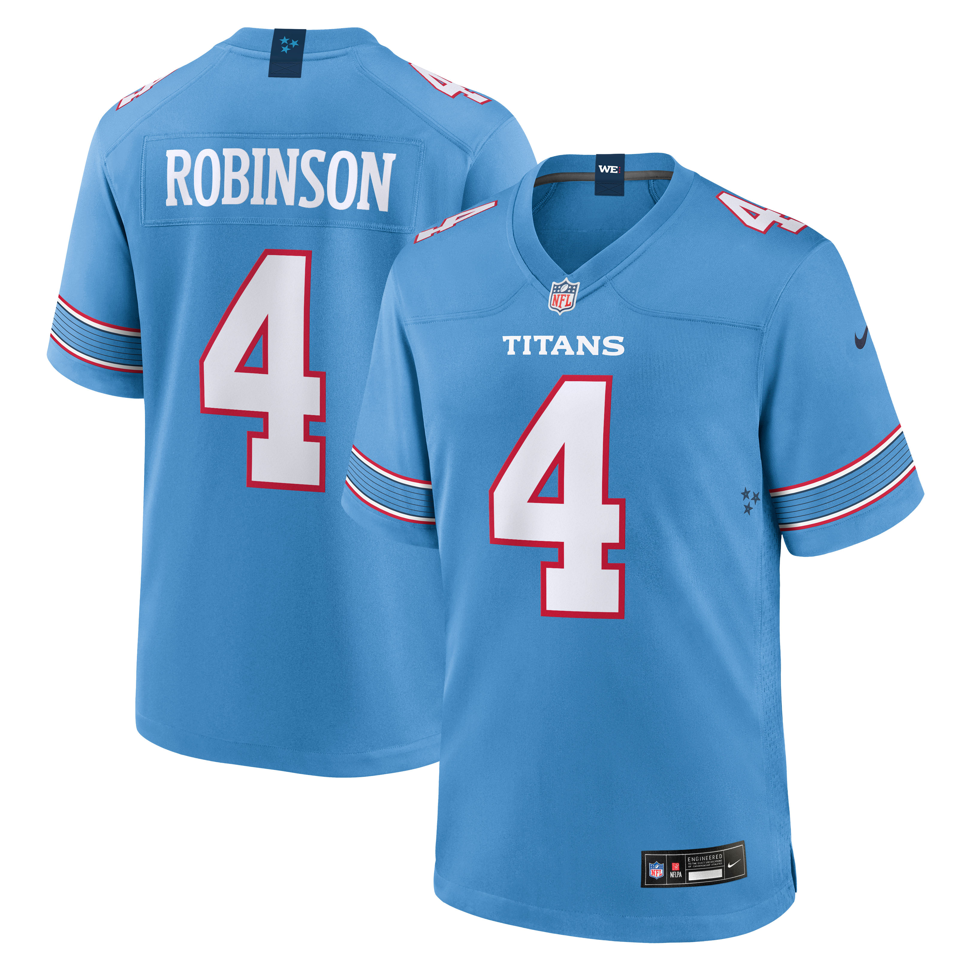 Wan'Dale Robinson Tennessee Titans Game Jersey Light Blue NFL Football Fan Wear