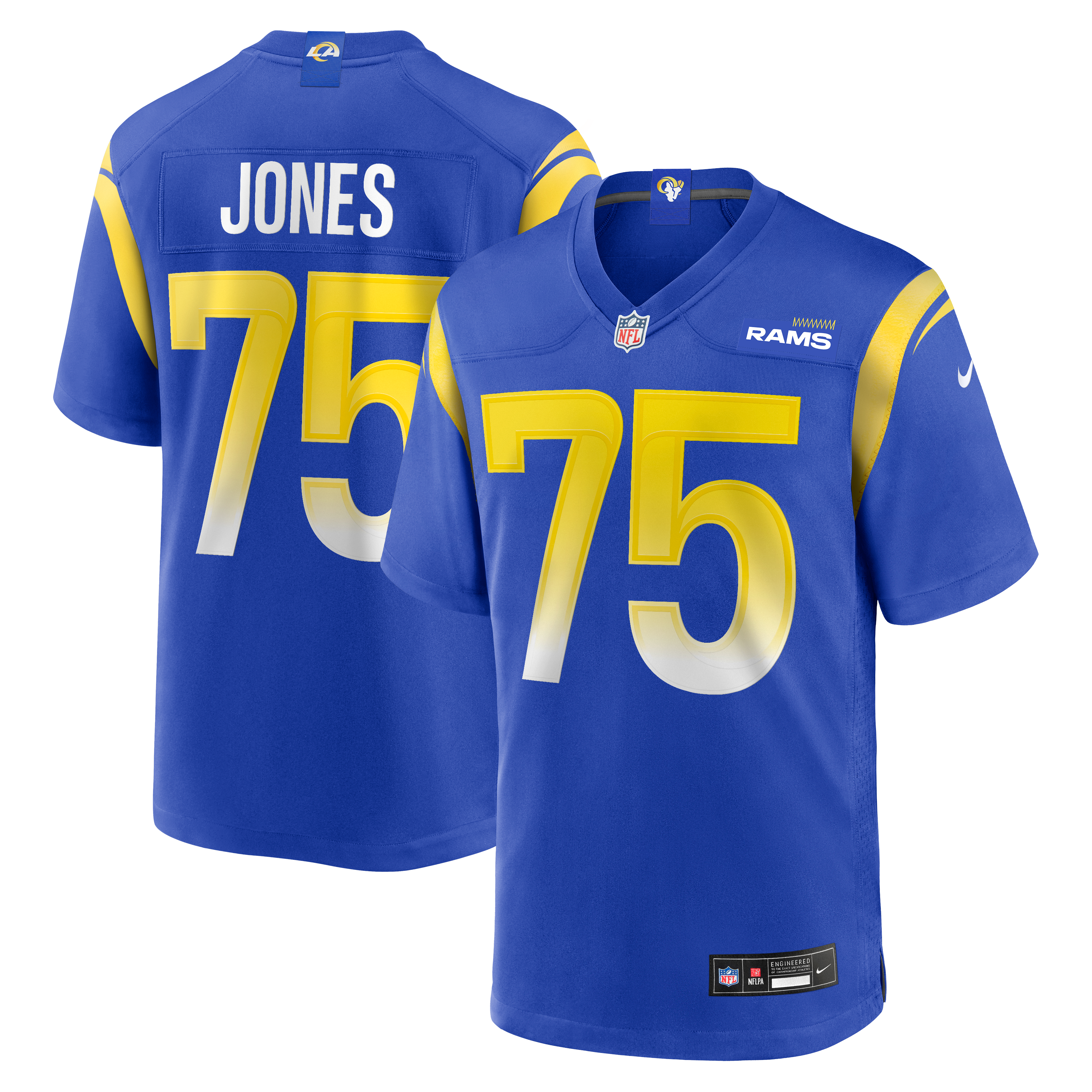 Deacon Jones Retired Los Angeles Rams Player Jersey Royal NFL Football Fan Wear Deacon Jones Retired