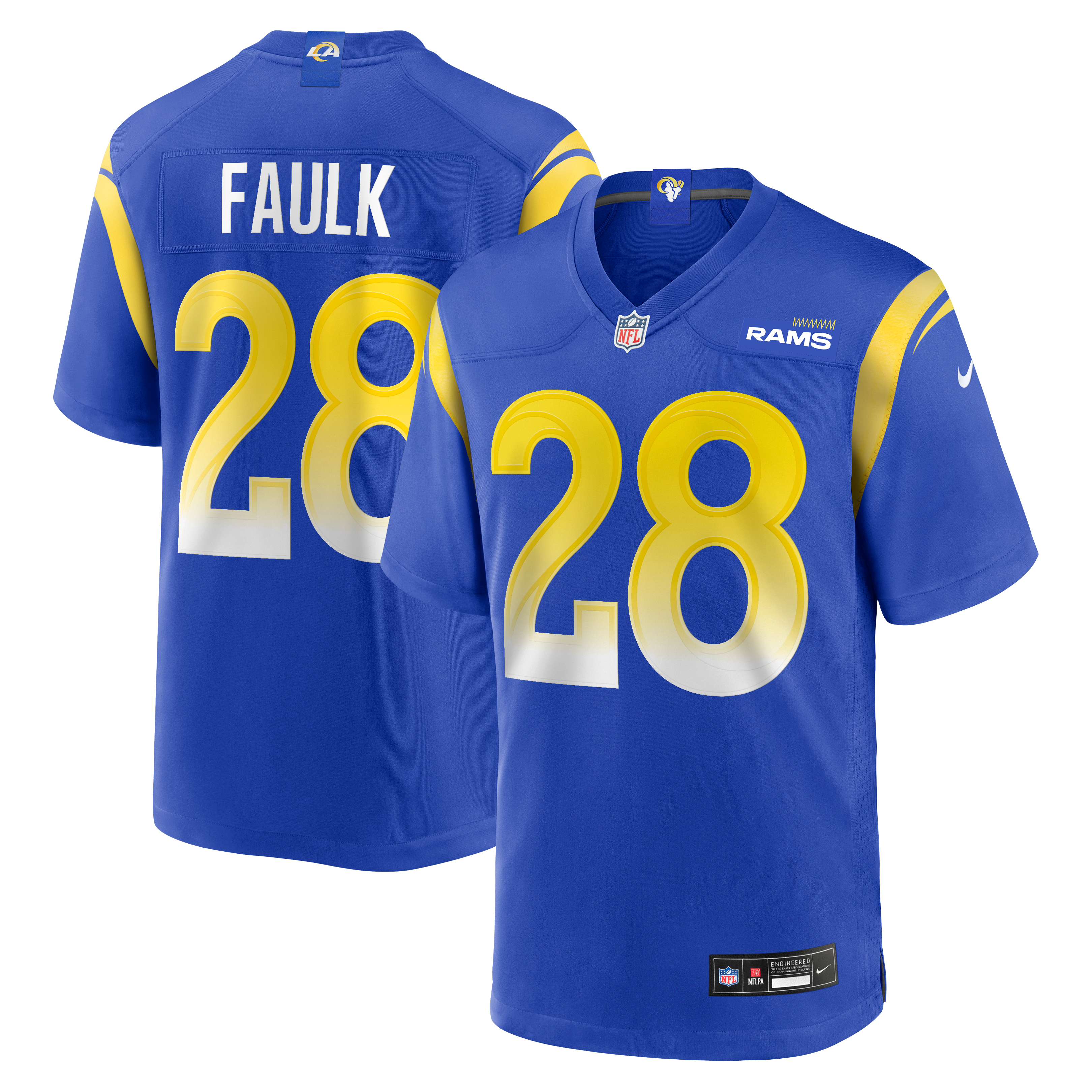 Marshall Faulk Retired Los Angeles Rams Player Jersey Royal NFL Football Fan Wear Marshall Faulk Retired