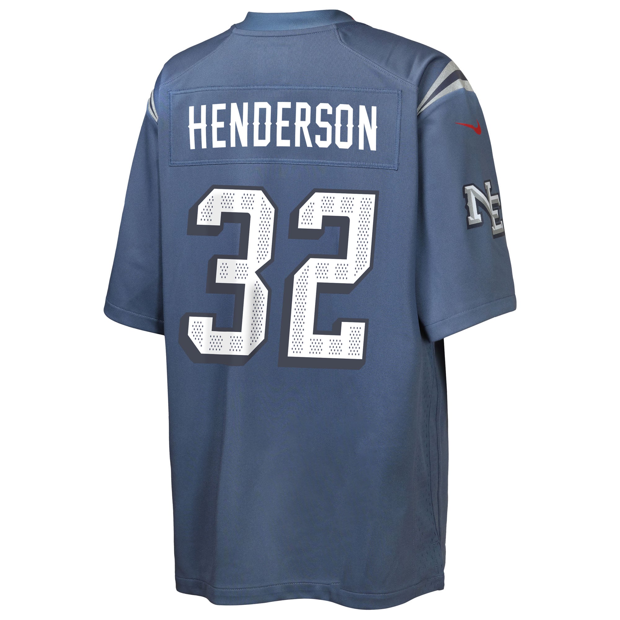 TreVeyon Henderson New England Patriots Game Jersey Blue NFL Football Fan Wear