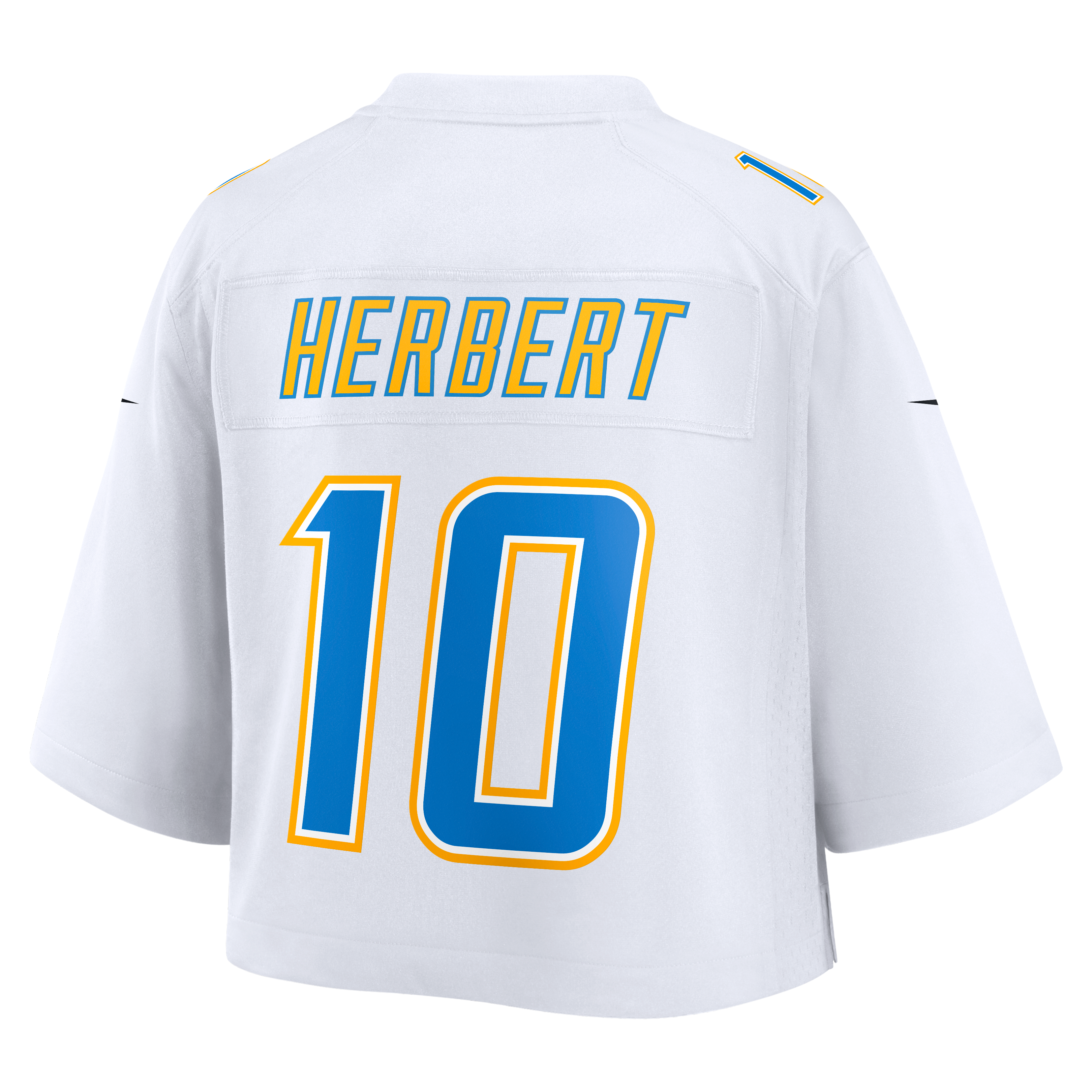 Justin Herbert Cropped Los Angeles Chargers Game Jersey White NFL Football Fan Wear Justin Herbert Cropped
