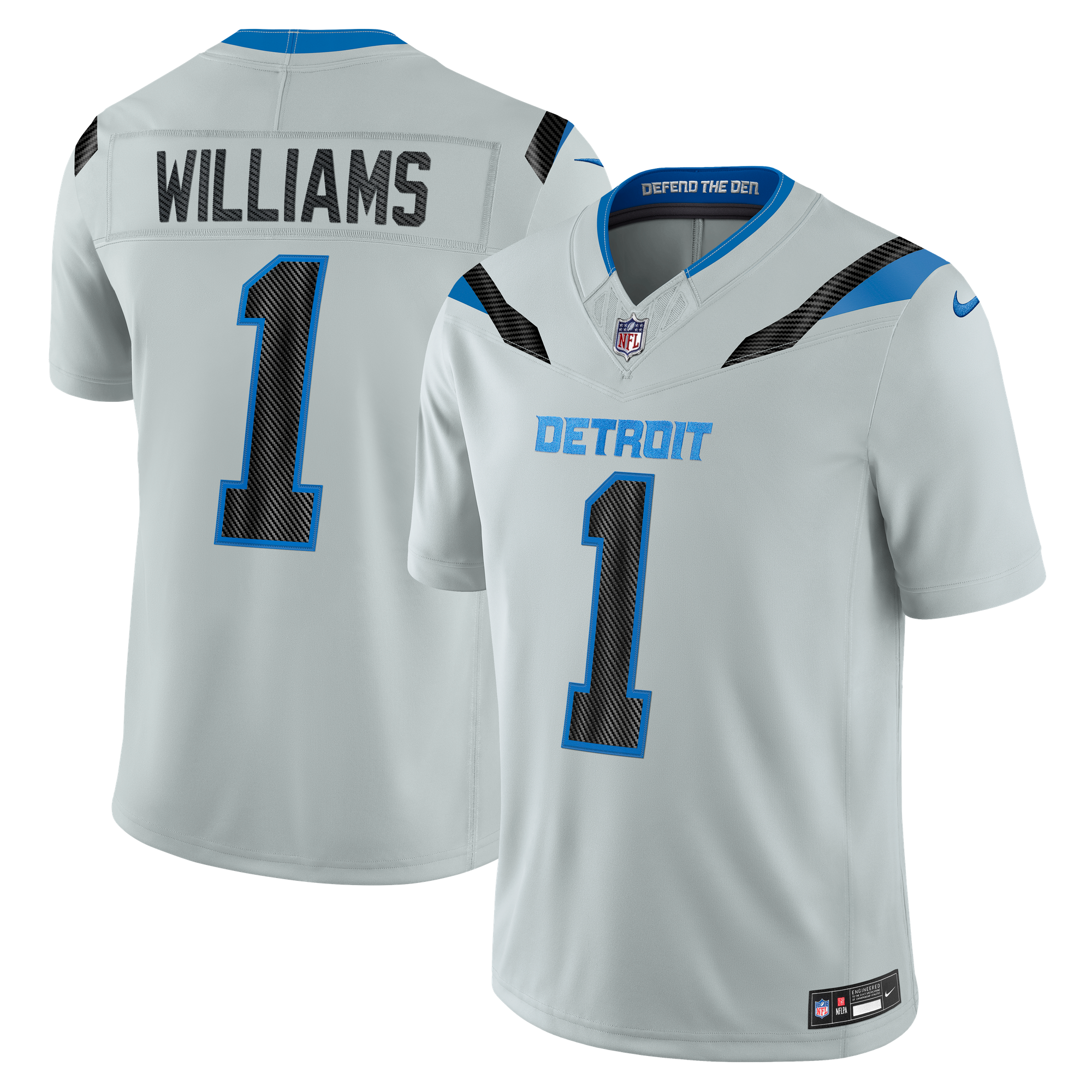 Jameson Williams Detroit Lions Limited Jersey Silver NFL Football Fan Wear Jameson Williams