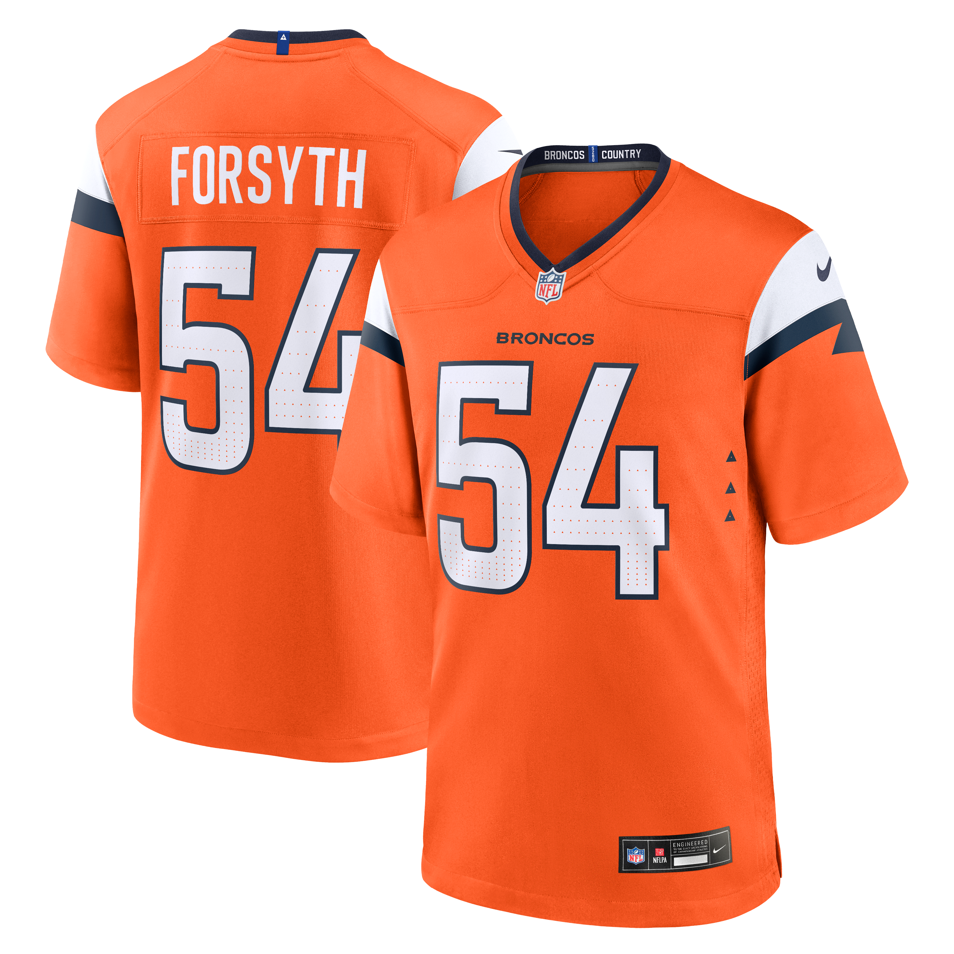 Alex Forsyth Denver Broncos Game Jersey Orange NFL Football Fan Wear