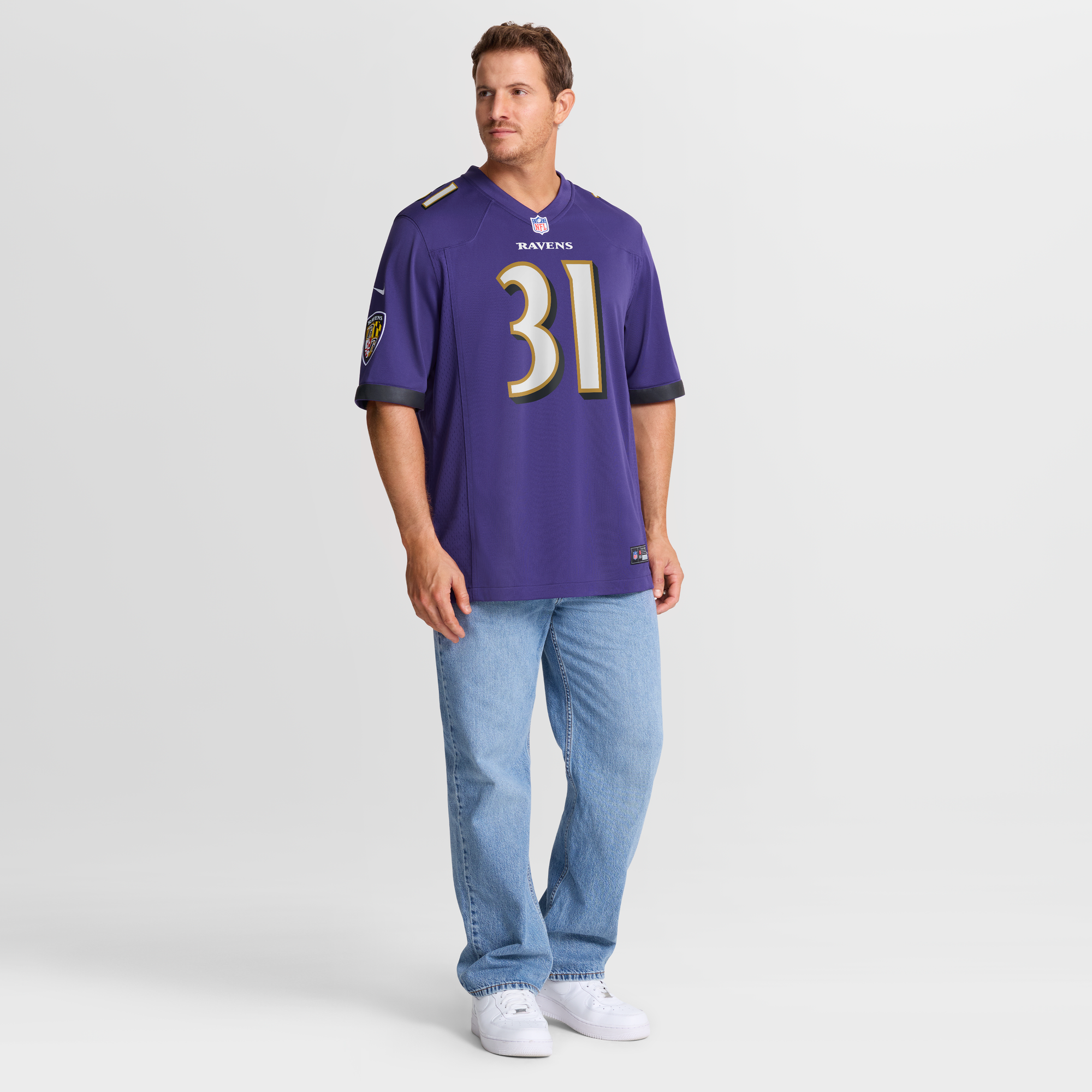 Retired Jamal Lewis Baltimore Ravens Player Jersey Purple NFL Football Fan Wear