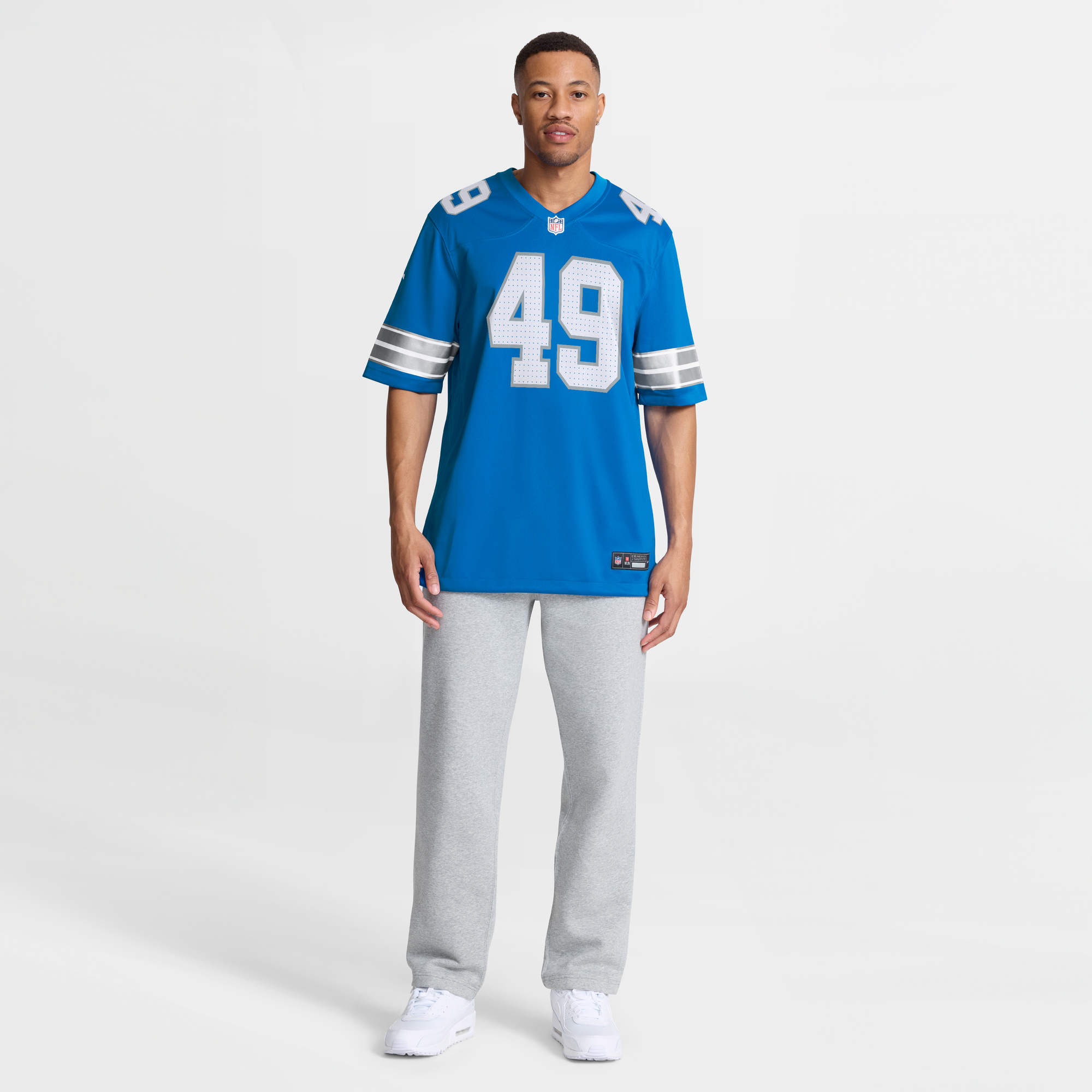Hogan Hatten Detroit Lions Game Jersey Blue NFL Football Fan Wear Hogan Hatten