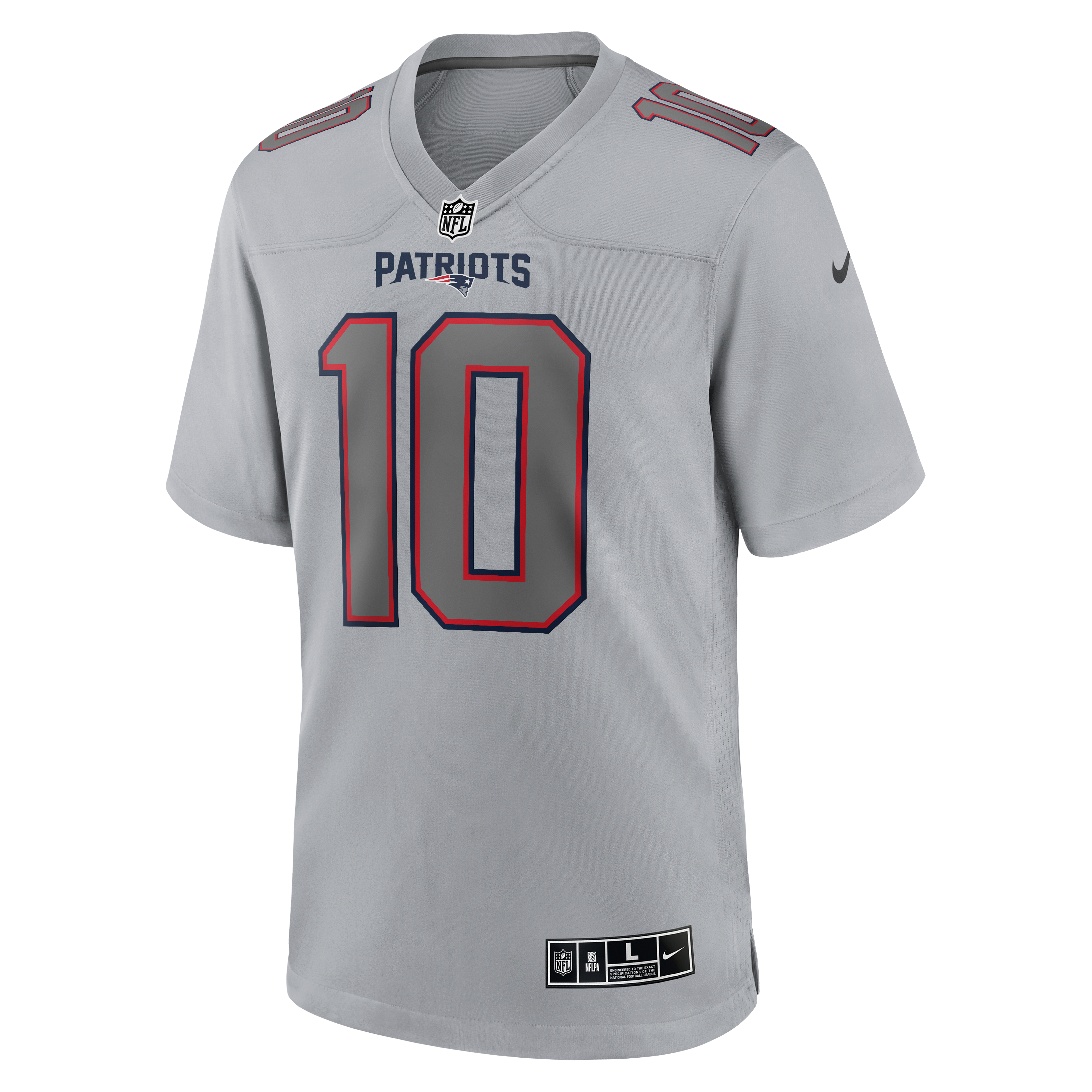 Drake Maye Atmosphere New England Patriots Game Jersey Gray NFL Football Fan Wear