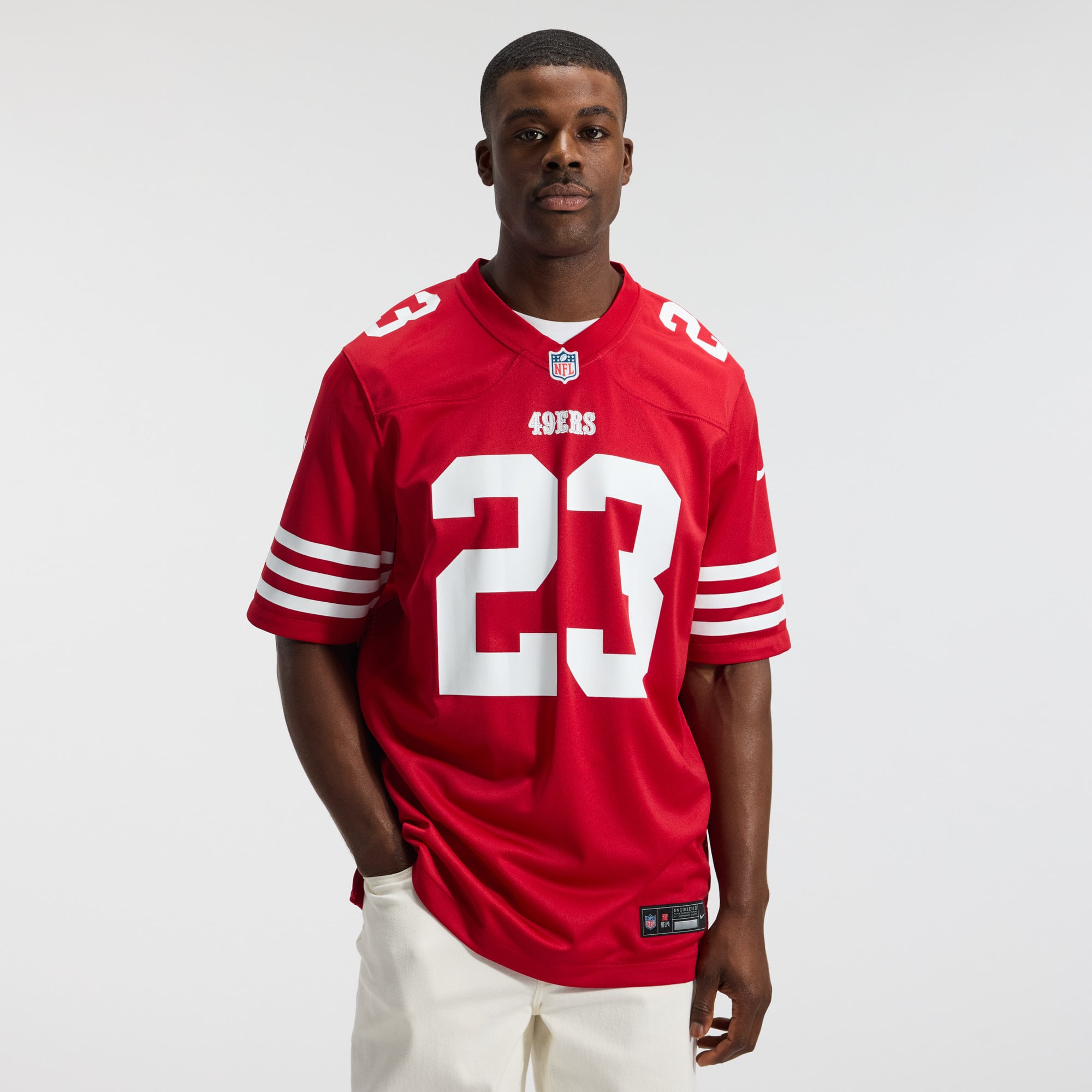 Christian McCaffrey San Francisco 49ers Player Jersey Scarlet NFL Football Fan Wear