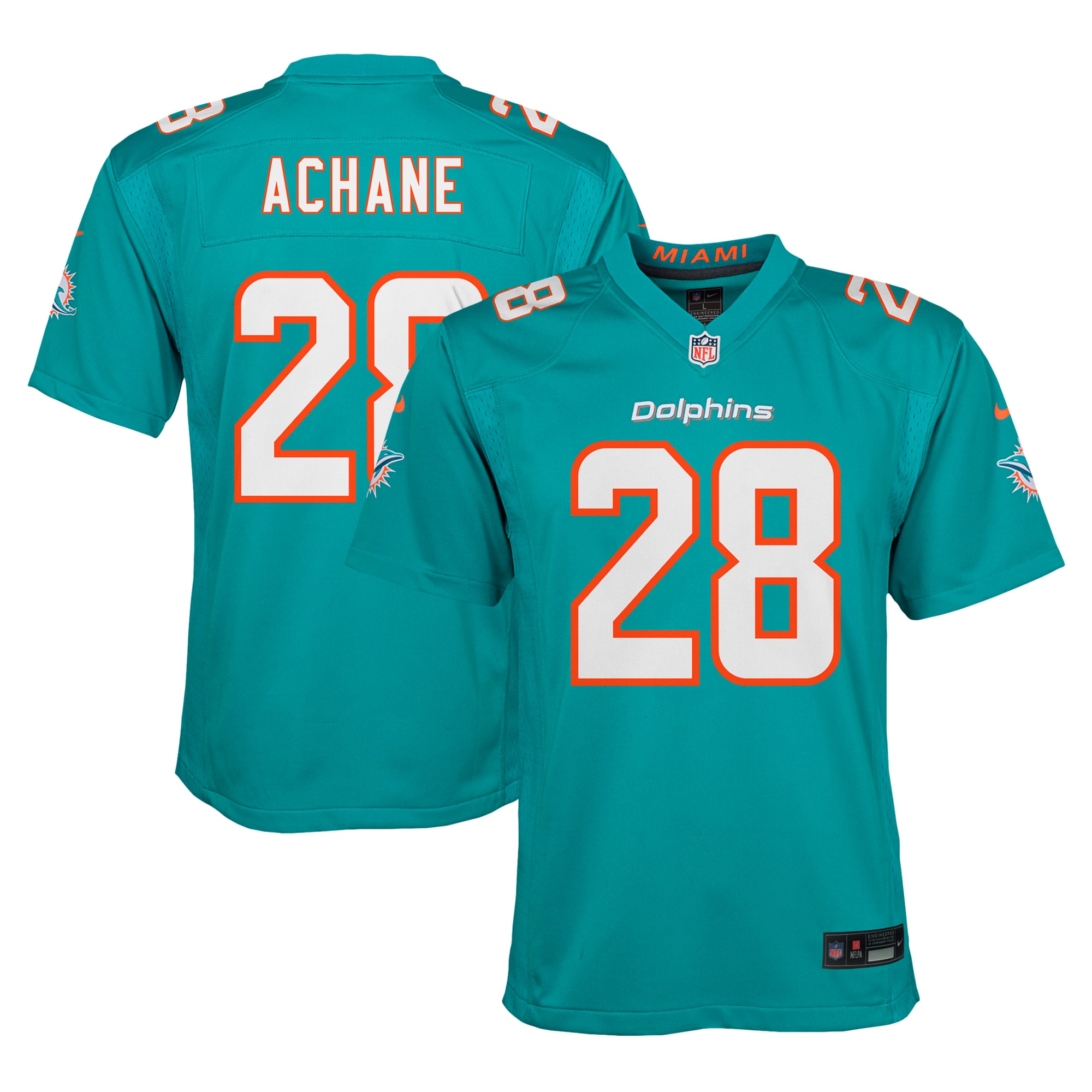 De Von Achane Miami Dolphins Game Jersey Aqua NFL Football Fan Wear De Von Achane