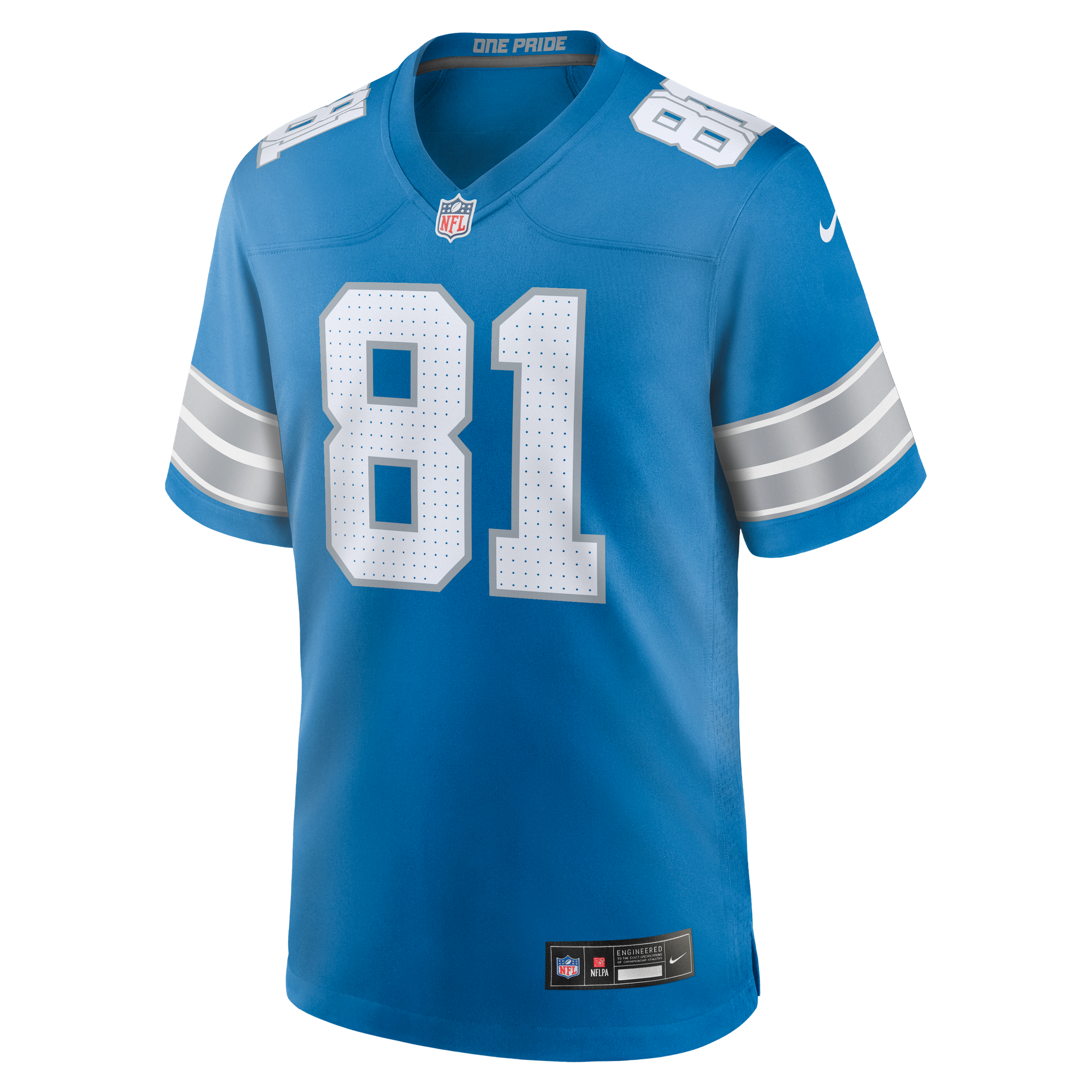 Calvin Johnson Retired Detroit Lions Game Jersey Blue NFL Football Fan Wear Calvin Johnson Retired