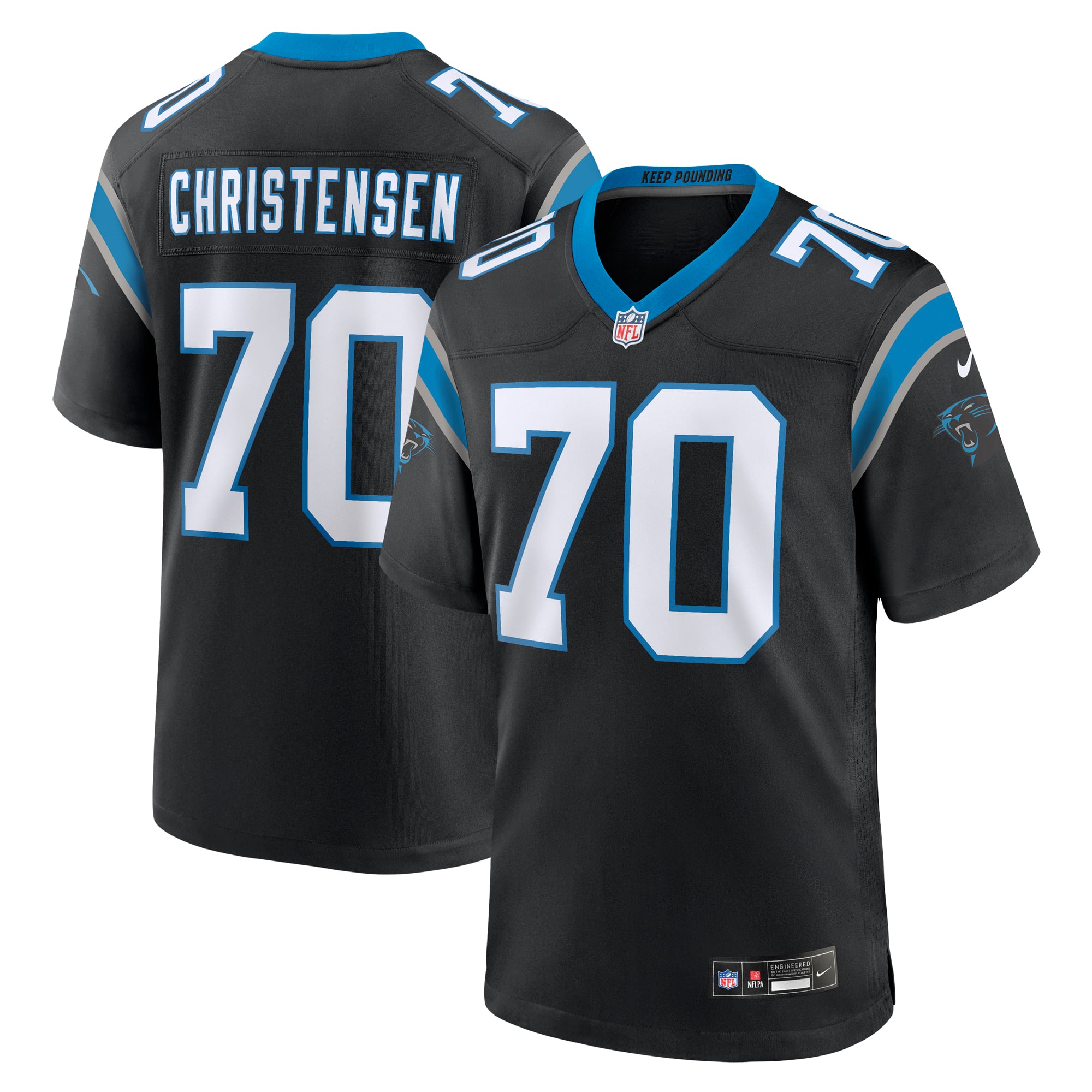 Brady Christensen Carolina Panthers Game Jersey Black NFL Football Fan Wear