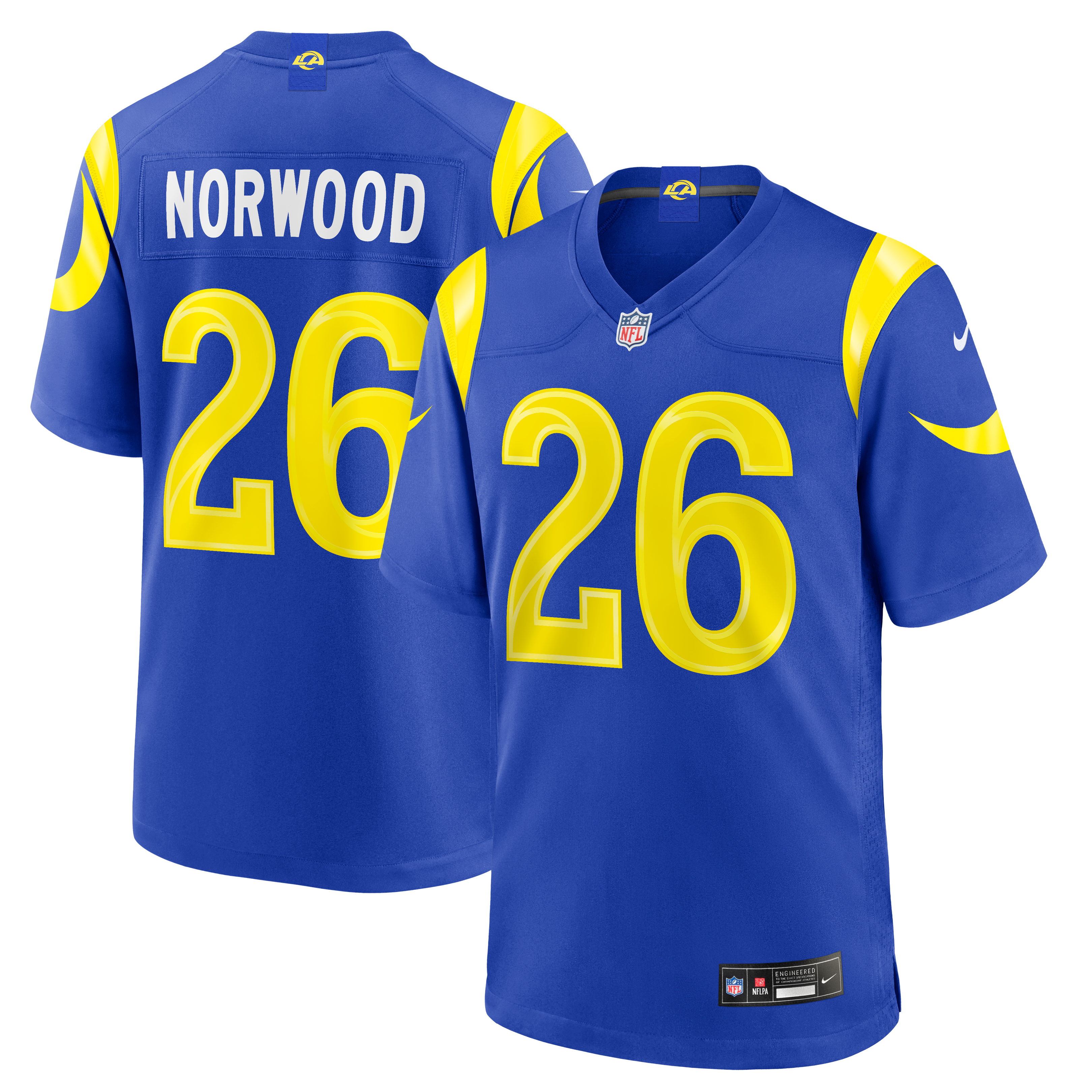 Drey Norwood Los Angeles Rams Game Jersey Royal NFL Football Fan Wear Drey Norwood