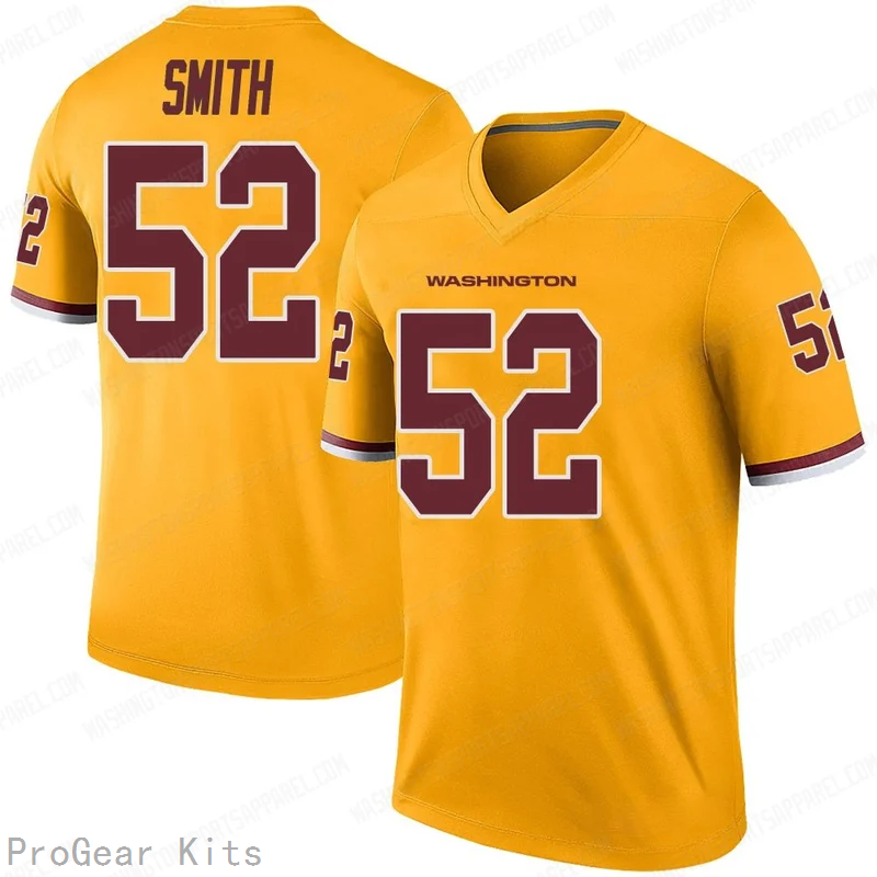Preston Smith Rush Washington Commanders Jersey No.52 Gold NFL Football Fan Wear