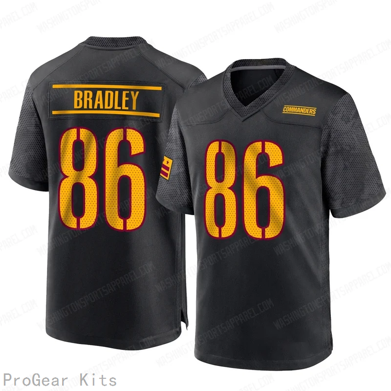 Jaden Bradley Washington Commanders Jersey No.86 Black NFL Football Fan Wear