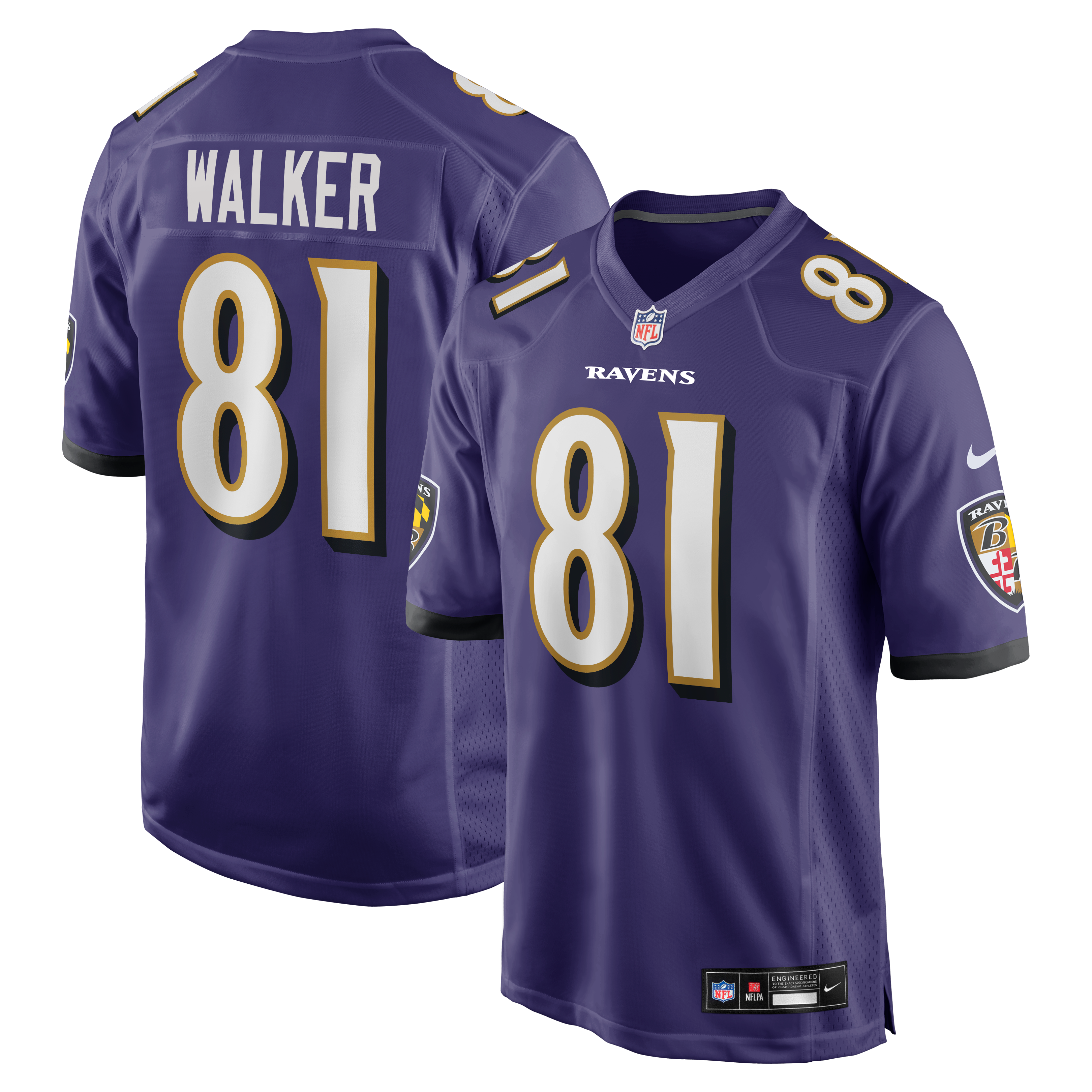 Devontez Walker Baltimore Ravens Game Jersey Purple NFL Football Fan Wear