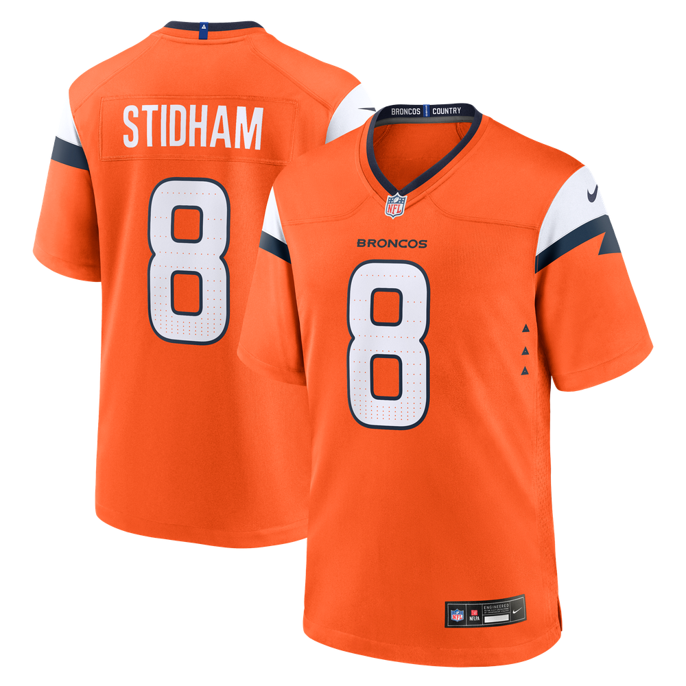 Jarrett Stidham Denver Broncos Game Jersey Orange NFL Football Fan Wear Jarrett Stidham