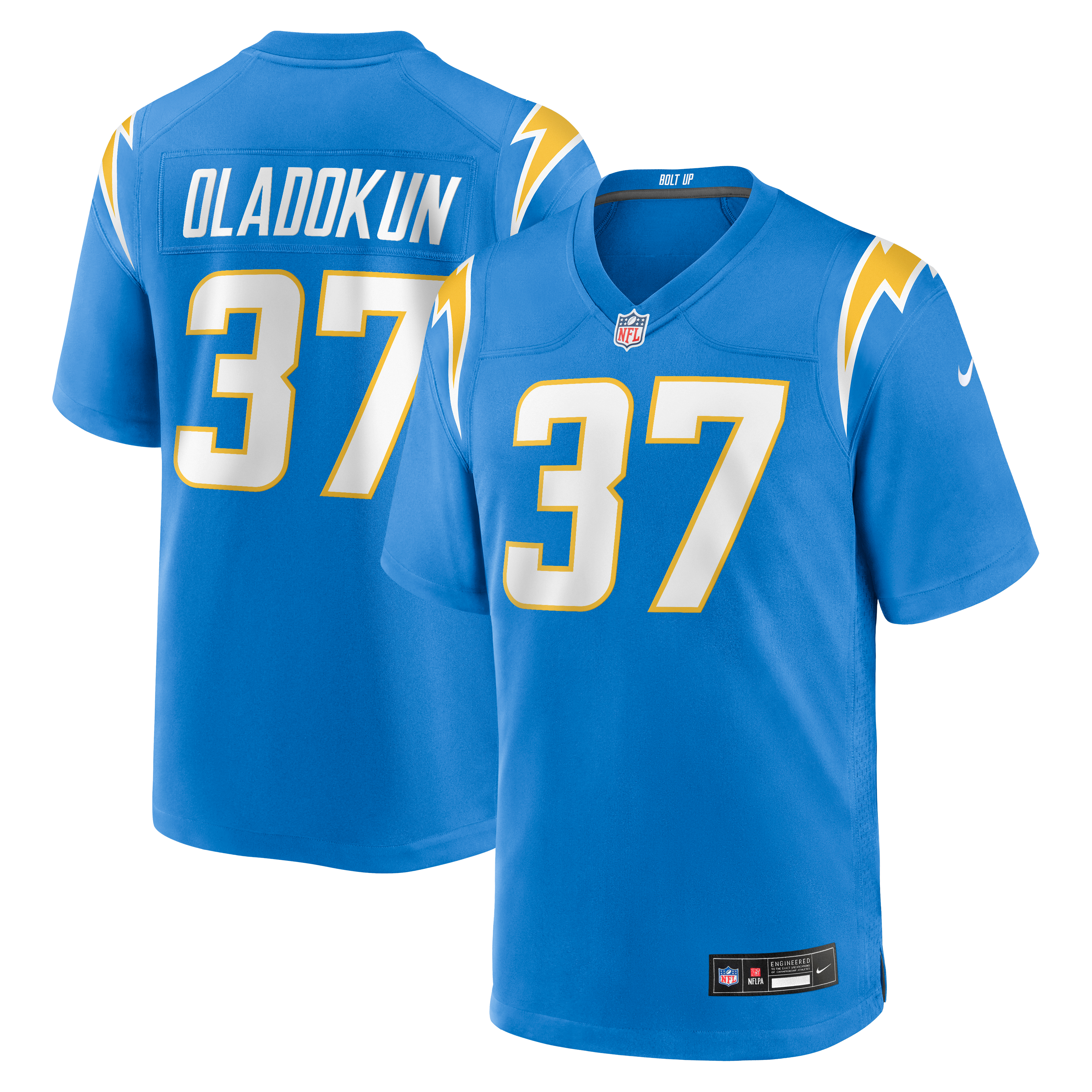 Jordan Oladokun Los Angeles Chargers Game Jersey Powder Blue NFL Football Fan Wear